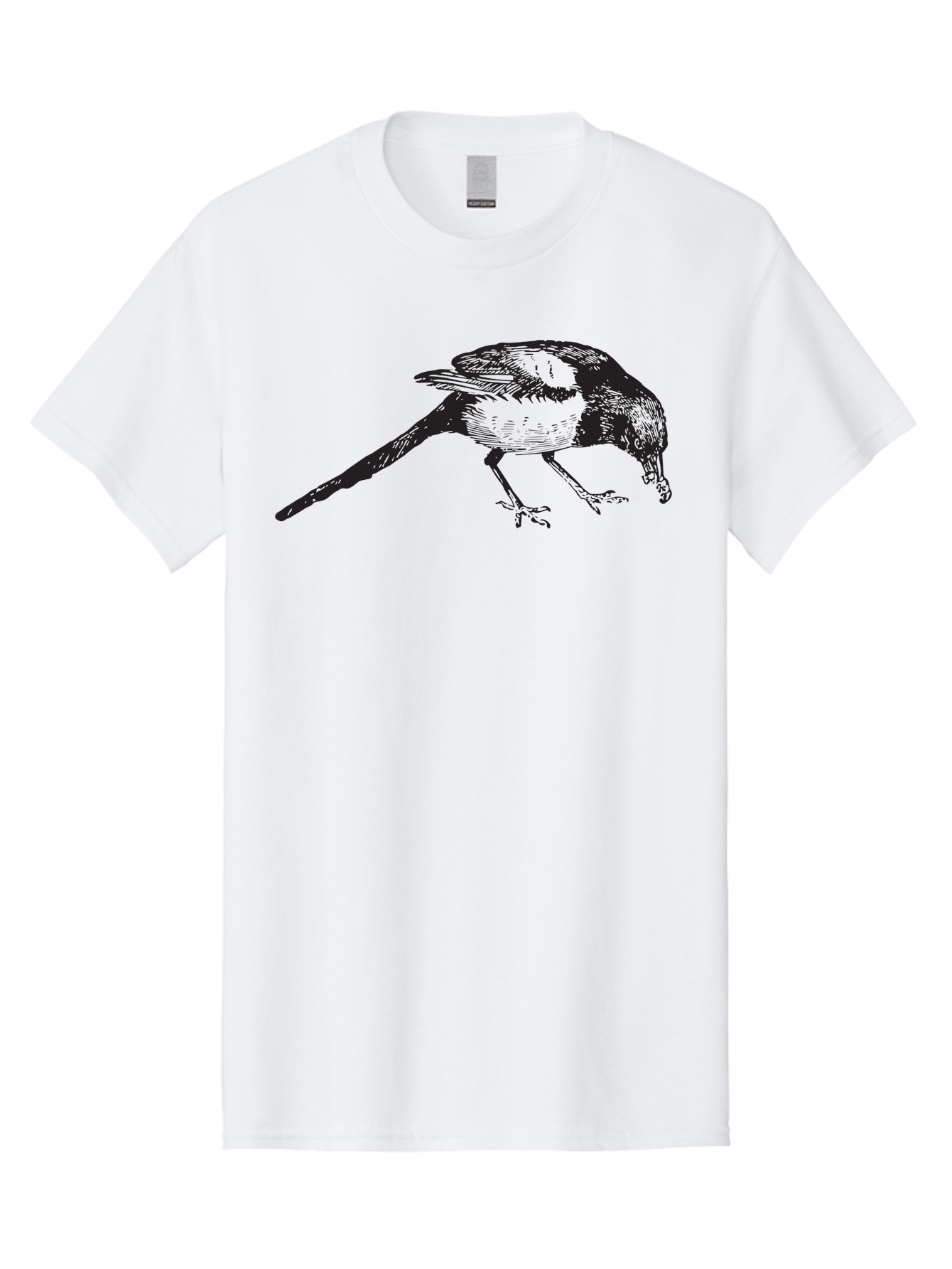 Black-Bird Men'S Graphic Tee, 100% Cotton, Comfortable Casual Summer Wear, Machine Washable, Black And White Bird, Bird In Flight, Wildlife Art, Birdwatching, Nature Lovers, Avian Illustrations, Bird'S Feathers, Detailed Drawing, Aad855