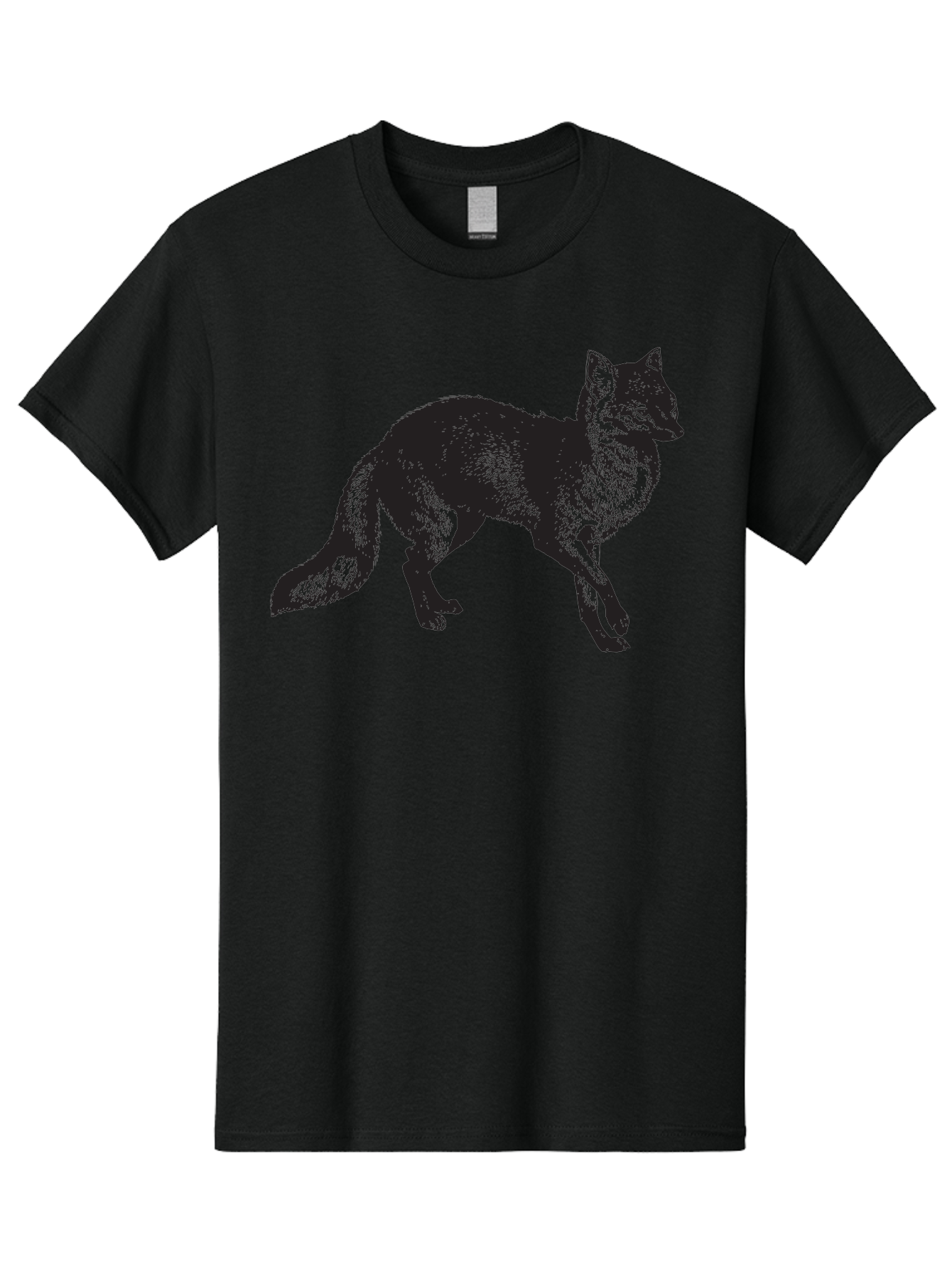 Black-Wolf Men'S Graphic Tee, 100% Cotton, Comfortable Casual Summer Wear, Machine Washable, Black Fox, Wildlife, Animal Silhouette, Nature, Wild Canines, Predators, Forest Dwellers, Black Graphic, Neon Effect Aad856