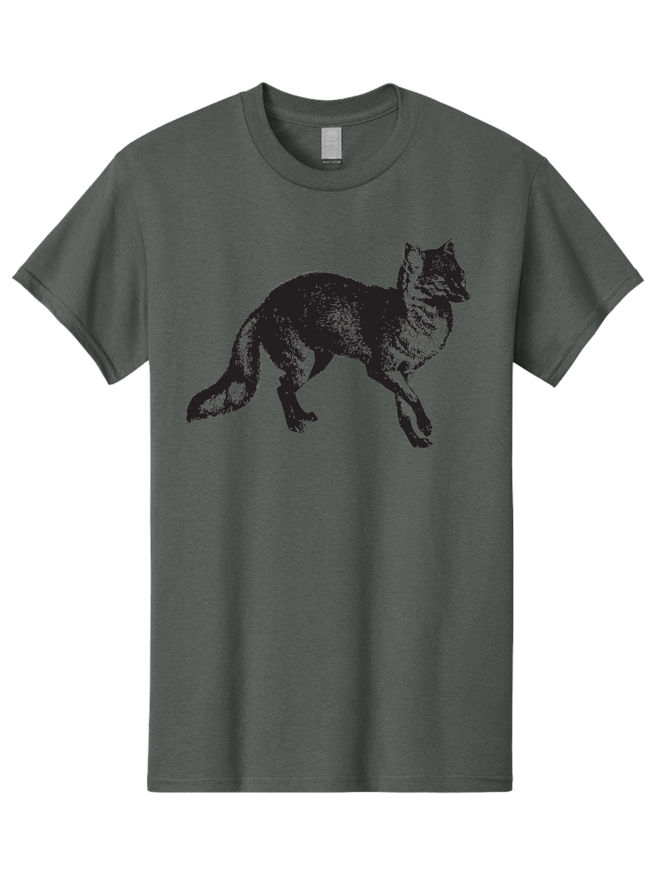 Black-Wolf Men'S Graphic Tee, 100% Cotton, Comfortable Casual Summer Wear, Machine Washable, Black Fox, Wildlife, Animal Silhouette, Nature, Wild Canines, Predators, Forest Dwellers, Black Graphic, Neon Effect Aad856