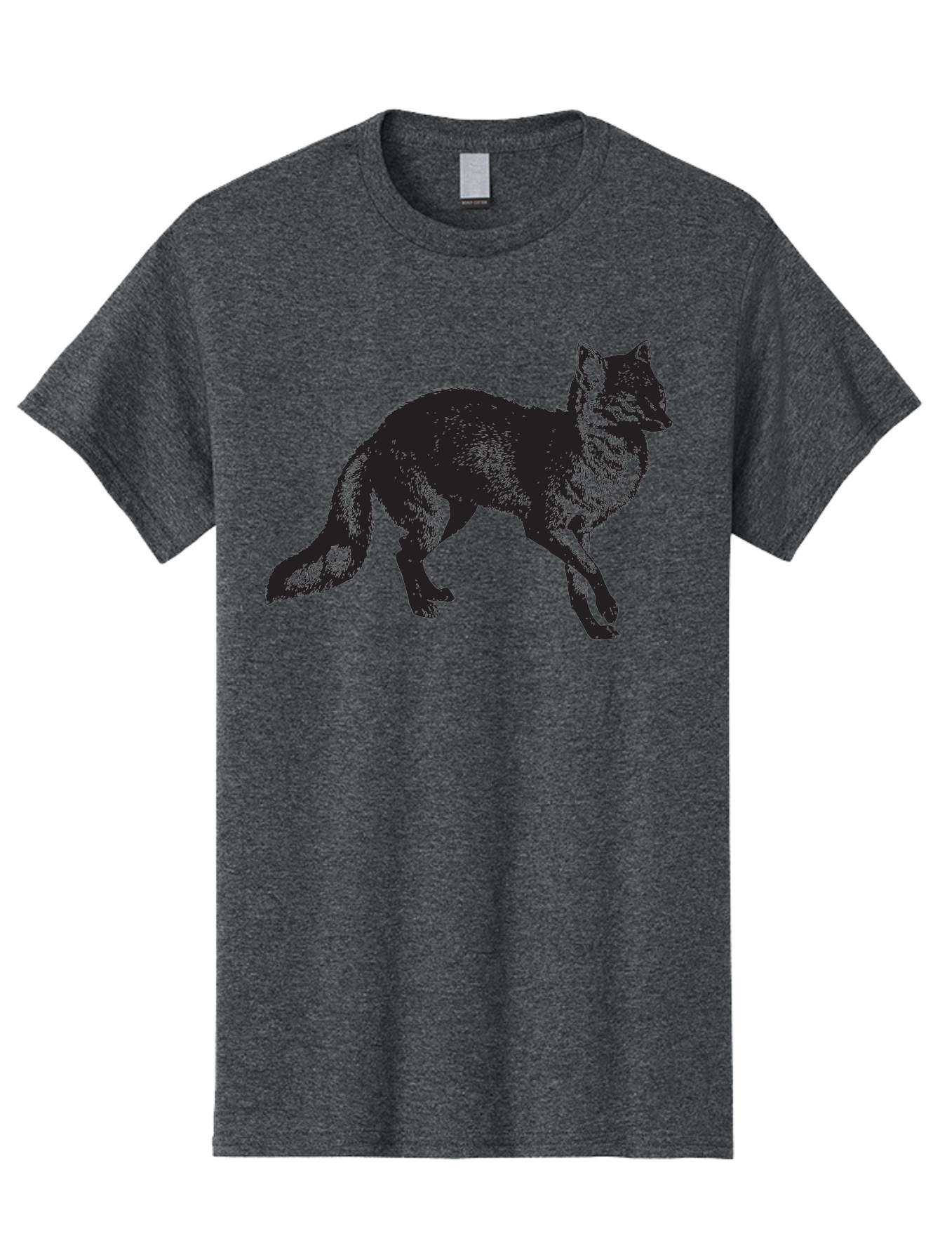 Black-Wolf Men'S Graphic Tee, 100% Cotton, Comfortable Casual Summer Wear, Machine Washable, Black Fox, Wildlife, Animal Silhouette, Nature, Wild Canines, Predators, Forest Dwellers, Black Graphic, Neon Effect Aad856