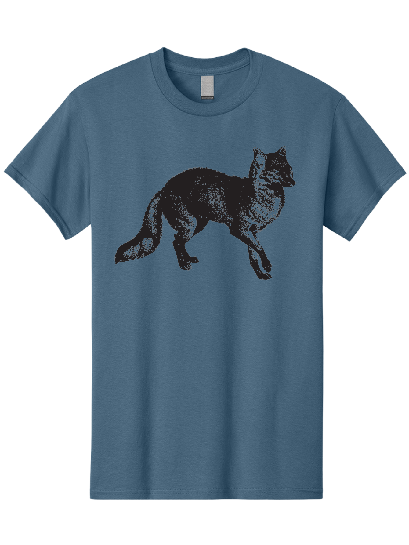 Black-Wolf Men'S Graphic Tee, 100% Cotton, Comfortable Casual Summer Wear, Machine Washable, Black Fox, Wildlife, Animal Silhouette, Nature, Wild Canines, Predators, Forest Dwellers, Black Graphic, Neon Effect Aad856