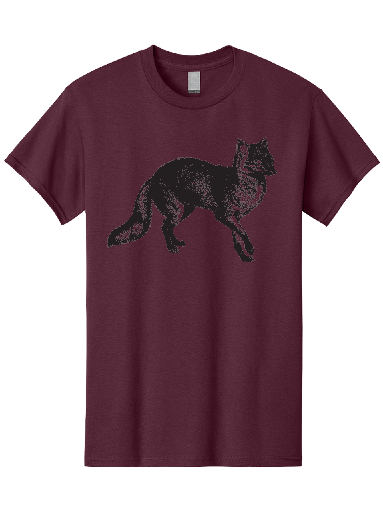 Black-Wolf Men'S Graphic Tee, 100% Cotton, Comfortable Casual Summer Wear, Machine Washable, Black Fox, Wildlife, Animal Silhouette, Nature, Wild Canines, Predators, Forest Dwellers, Black Graphic, Neon Effect Aad856