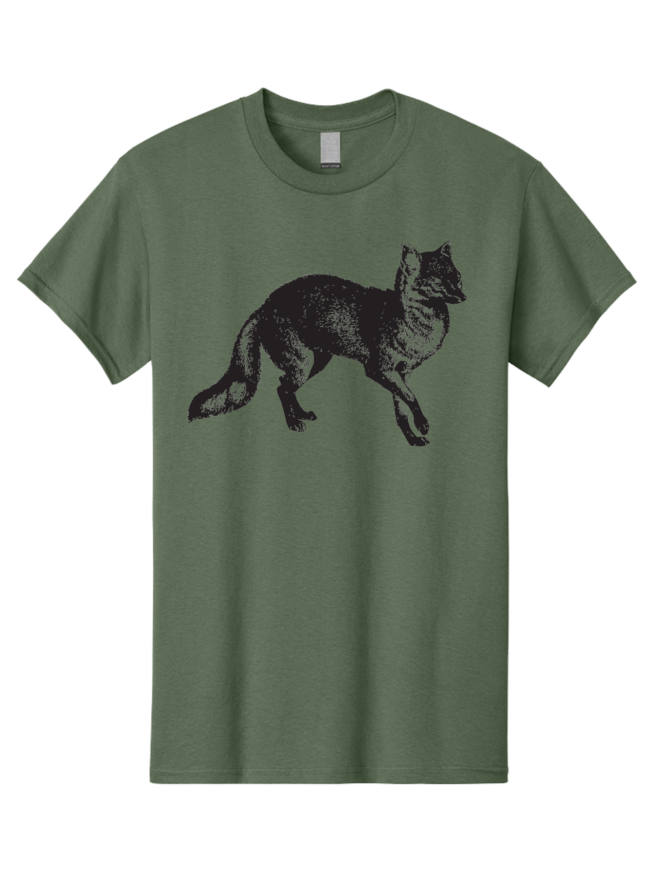 Black-Wolf Men'S Graphic Tee, 100% Cotton, Comfortable Casual Summer Wear, Machine Washable, Black Fox, Wildlife, Animal Silhouette, Nature, Wild Canines, Predators, Forest Dwellers, Black Graphic, Neon Effect Aad856