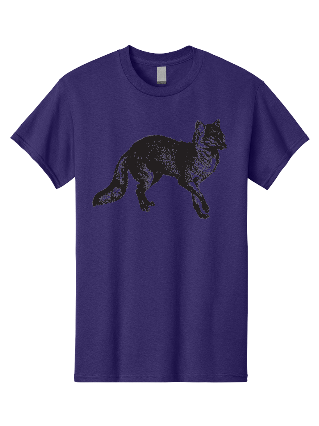 Black-Wolf Men'S Graphic Tee, 100% Cotton, Comfortable Casual Summer Wear, Machine Washable, Black Fox, Wildlife, Animal Silhouette, Nature, Wild Canines, Predators, Forest Dwellers, Black Graphic, Neon Effect Aad856