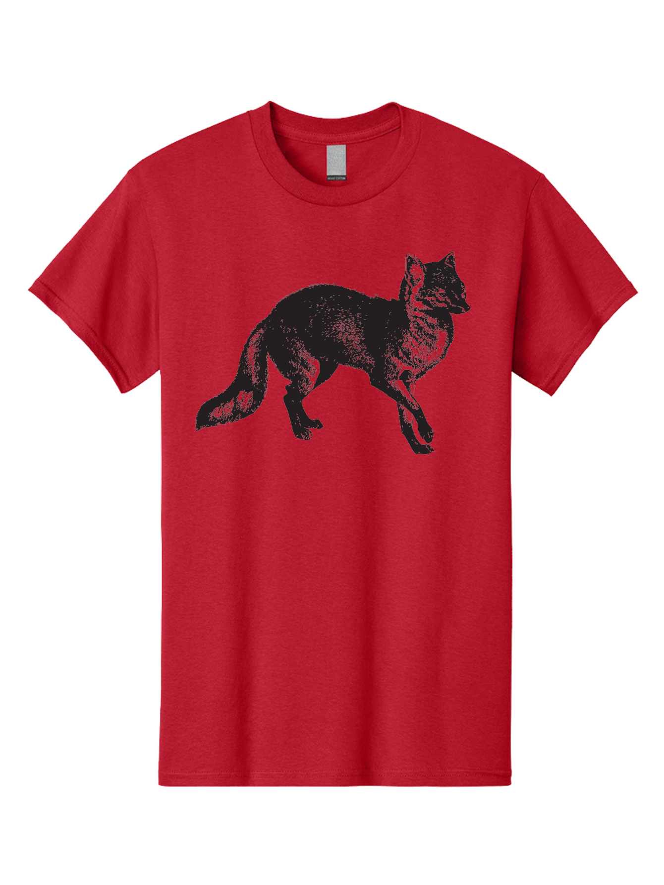 Black-Wolf Men'S Graphic Tee, 100% Cotton, Comfortable Casual Summer Wear, Machine Washable, Black Fox, Wildlife, Animal Silhouette, Nature, Wild Canines, Predators, Forest Dwellers, Black Graphic, Neon Effect Aad856