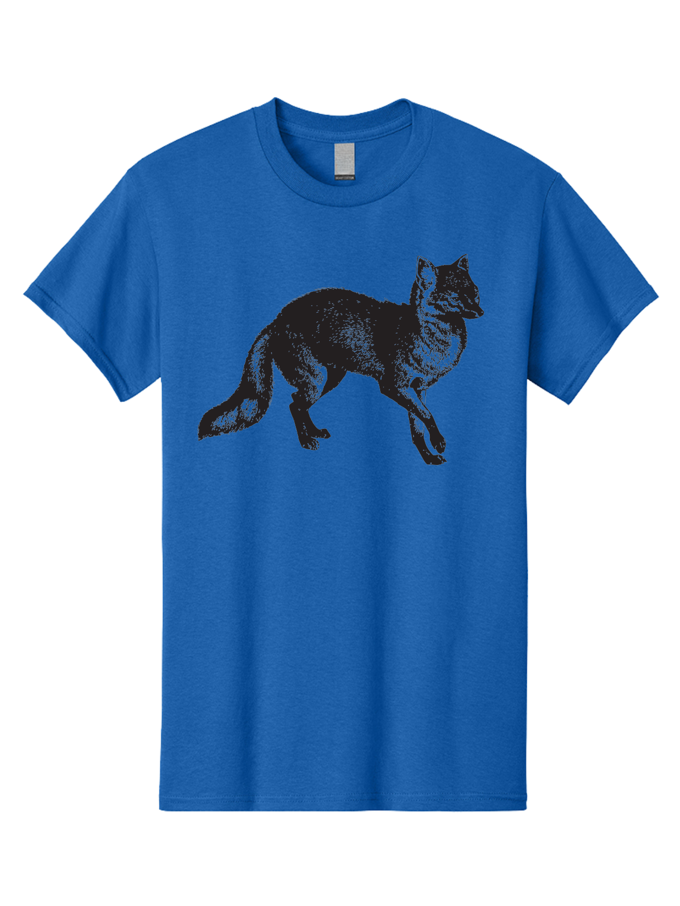 Black-Wolf Men'S Graphic Tee, 100% Cotton, Comfortable Casual Summer Wear, Machine Washable, Black Fox, Wildlife, Animal Silhouette, Nature, Wild Canines, Predators, Forest Dwellers, Black Graphic, Neon Effect Aad856