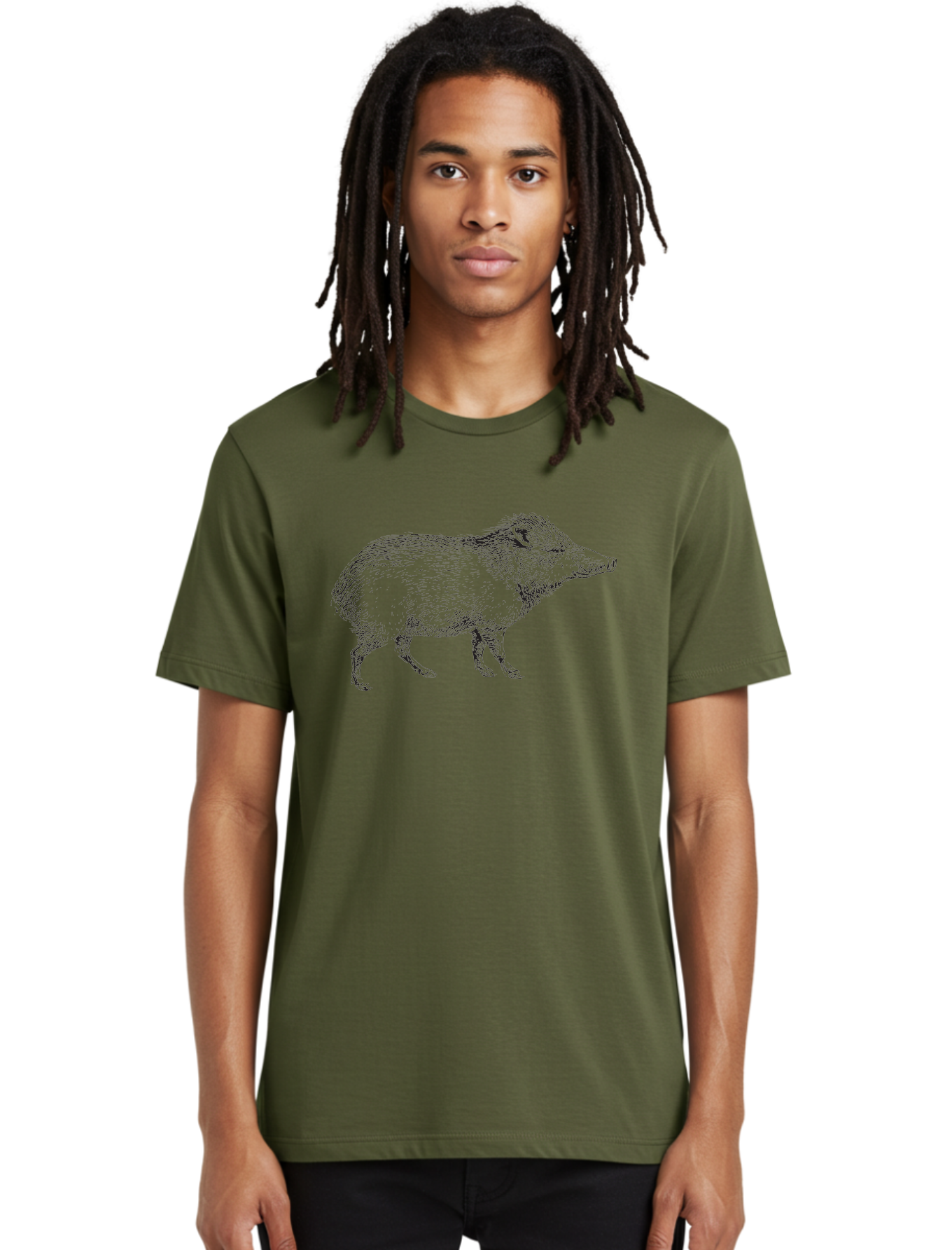 Boar Men'S Graphic Tee, 100% Cotton, Comfortable Casual Summer Wear, Machine Washable, Wild Boar, Black And White Illustration, Animal Portrait, Wildlife Art, Mammal, Forest Creature, Sketch, Artistic Rendering, Detailed Drawing Aad857
