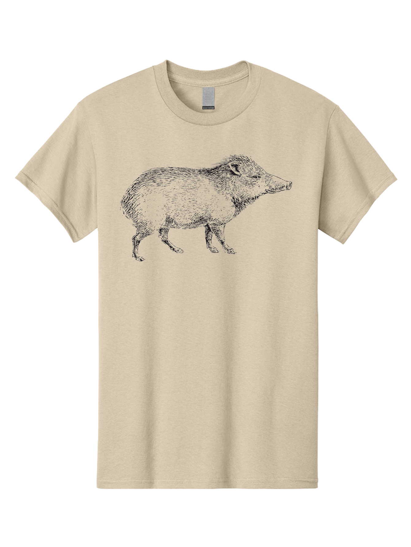Boar Men'S Graphic Tee, 100% Cotton, Comfortable Casual Summer Wear, Machine Washable, Wild Boar, Black And White Illustration, Animal Portrait, Wildlife Art, Mammal, Forest Creature, Sketch, Artistic Rendering, Detailed Drawing Aad857