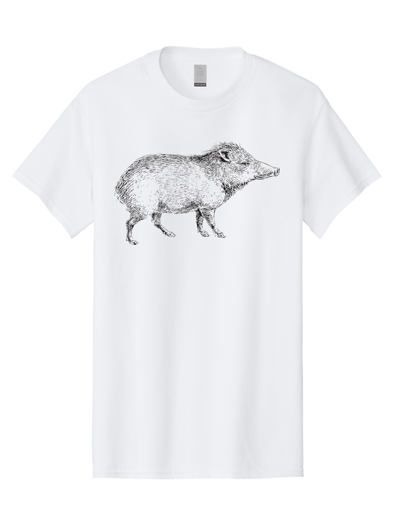 Boar Men'S Graphic Tee, 100% Cotton, Comfortable Casual Summer Wear, Machine Washable, Wild Boar, Black And White Illustration, Animal Portrait, Wildlife Art, Mammal, Forest Creature, Sketch, Artistic Rendering, Detailed Drawing Aad857