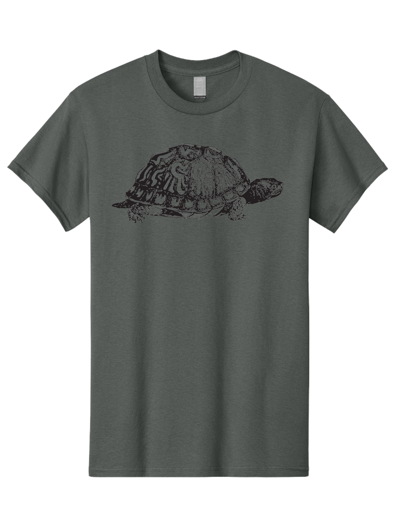 Box-Turtle Men'S Graphic Tee, 100% Cotton, Comfortable Casual Summer Wear, Machine Washable, Turtle Illustration, Reptile Art, Shell Pattern, Wildlife Graphic, Slow-Moving Creature, Nature-Inspired Design, Abstract Animal Art, Detailed Texture Aad858