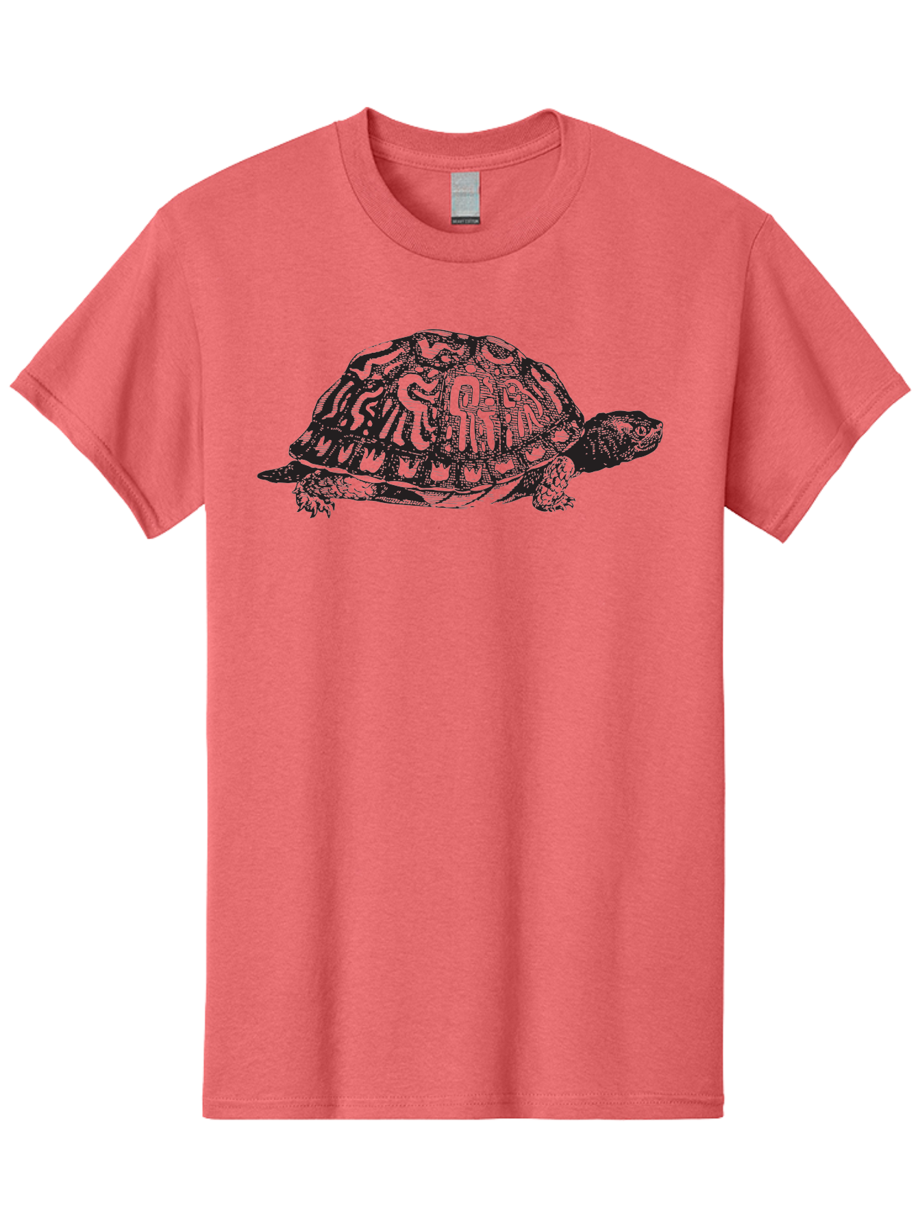Box-Turtle Men'S Graphic Tee, 100% Cotton, Comfortable Casual Summer Wear, Machine Washable, Turtle Illustration, Reptile Art, Shell Pattern, Wildlife Graphic, Slow-Moving Creature, Nature-Inspired Design, Abstract Animal Art, Detailed Texture Aad858