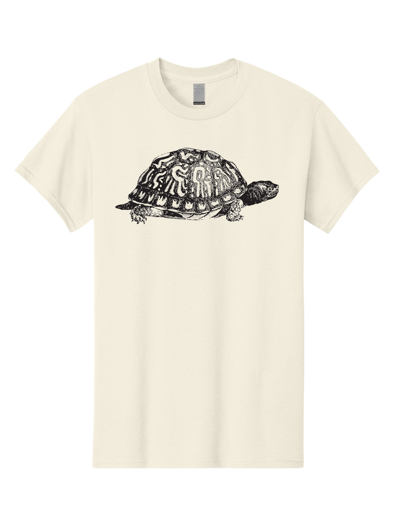 Box-Turtle Men'S Graphic Tee, 100% Cotton, Comfortable Casual Summer Wear, Machine Washable, Turtle Illustration, Reptile Art, Shell Pattern, Wildlife Graphic, Slow-Moving Creature, Nature-Inspired Design, Abstract Animal Art, Detailed Texture Aad858
