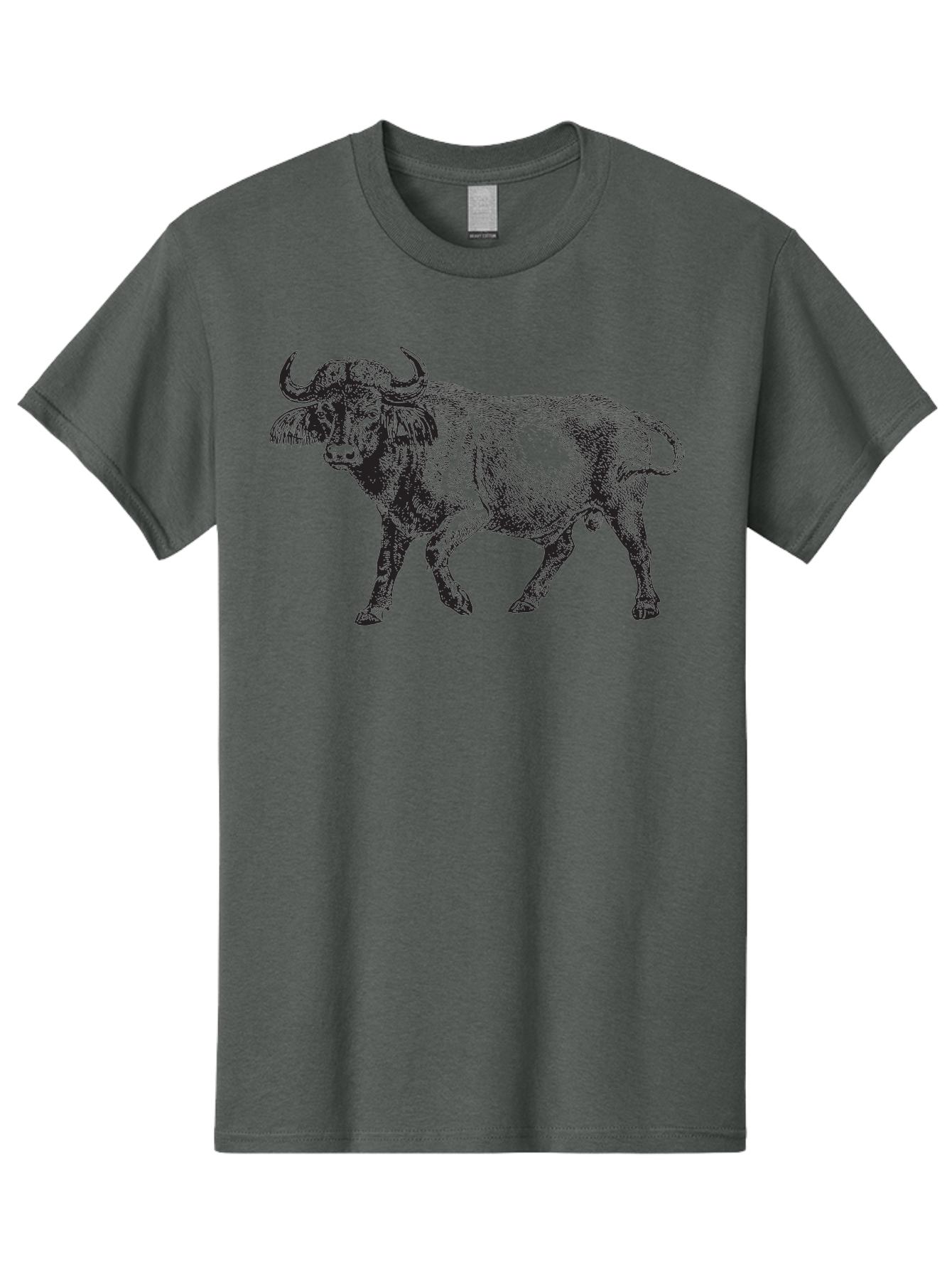 Bull-Illustration Men'S Graphic Tee, 100% Cotton, Comfortable Casual Summer Wear, Machine Washable, Wild Animal, Bovine Illustration, Majestic Horns, Grazing Mammal, Wildlife Artwork, Rustic Charm, Detailed Engraving, Farm Animal, Aad859