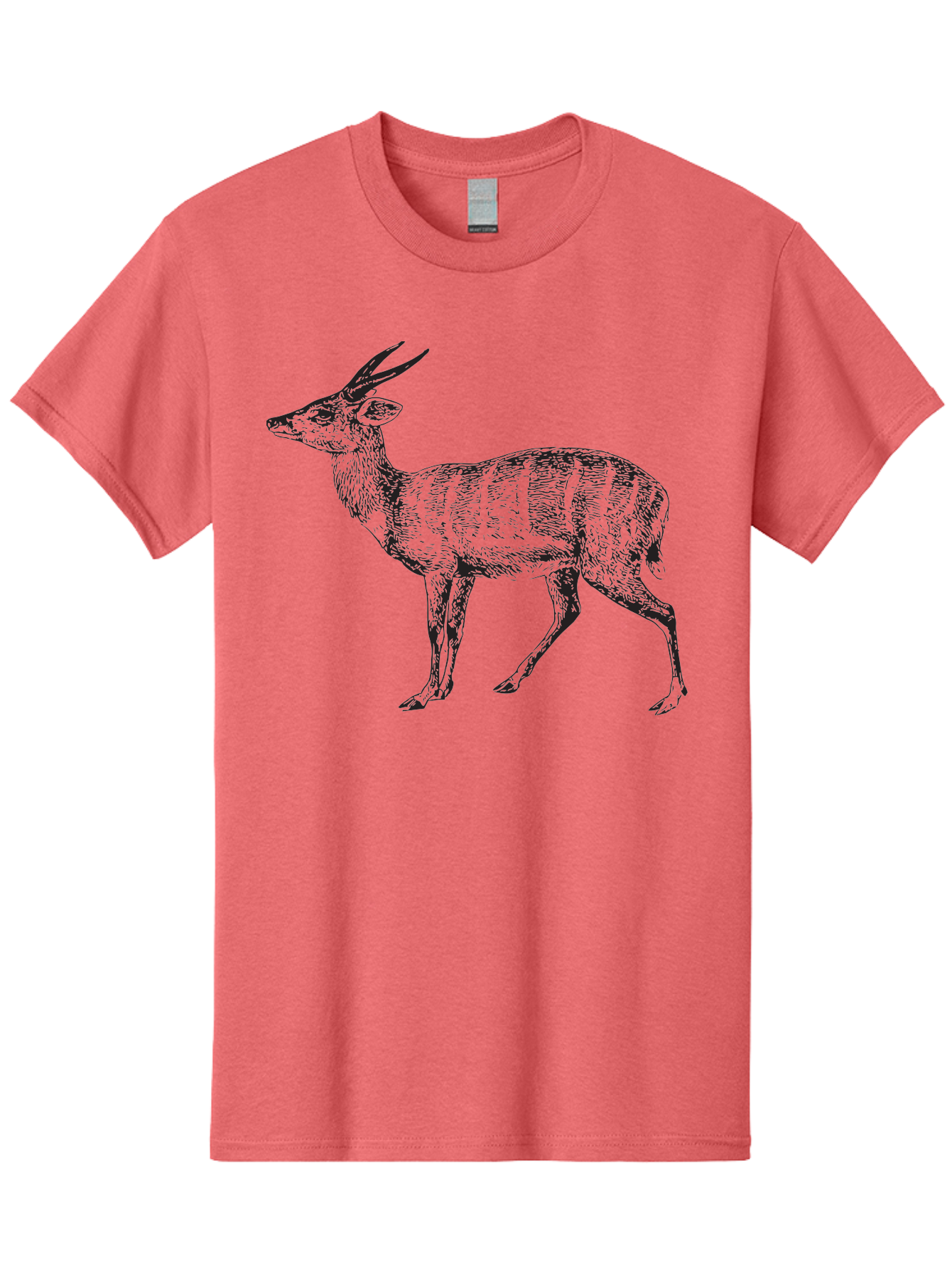 Bushbuck-Sketch Men'S Graphic Tee, 100% Cotton, Comfortable Casual Summer Wear, Machine Washable, Illustration Of A Deer, Animal Art, Wildlife, Forest Creature, Horned Mammal, Nature-Inspired Design, Graphic Illustration, Sketch Art Aad860