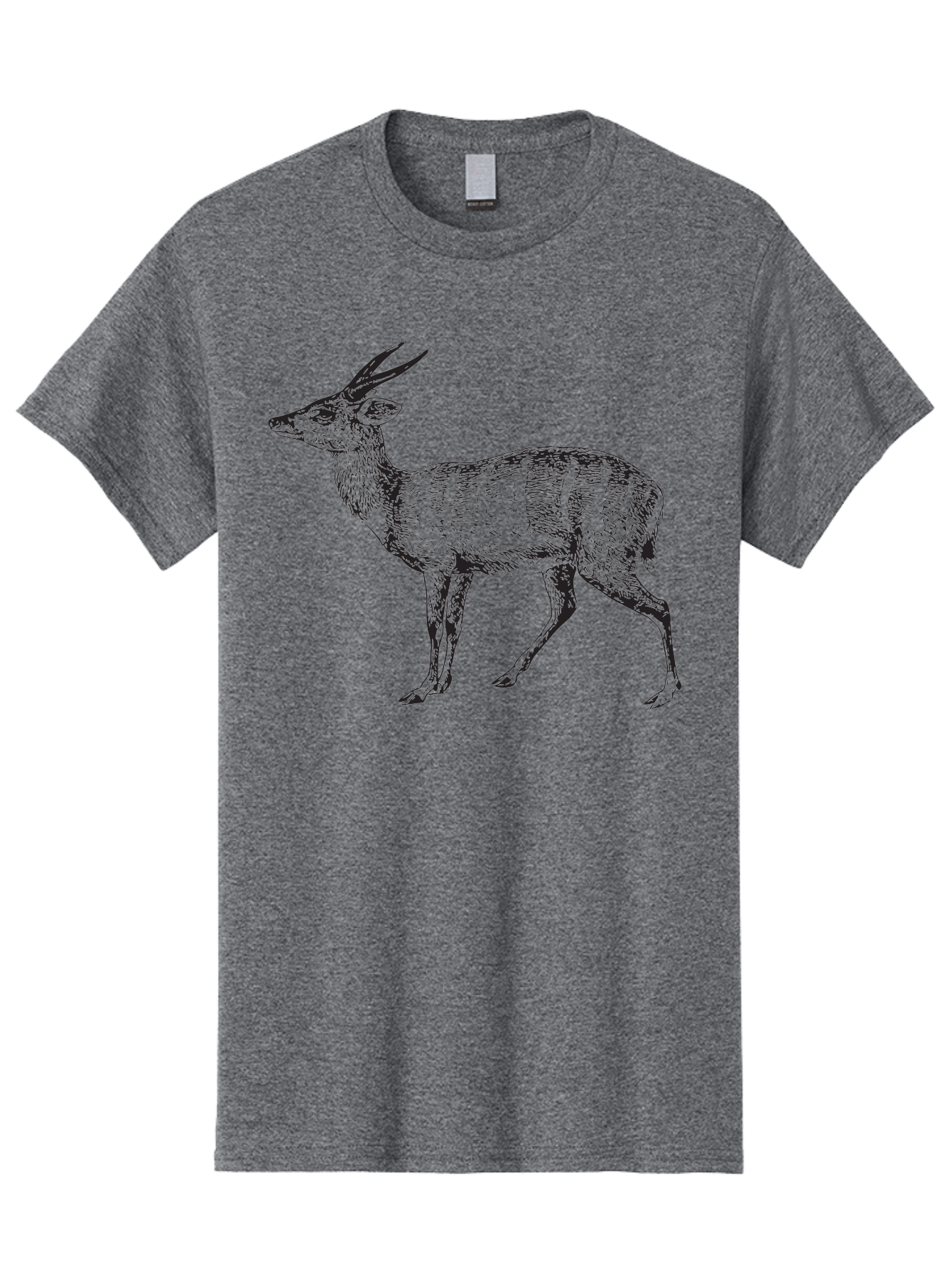 Bushbuck-Sketch Men'S Graphic Tee, 100% Cotton, Comfortable Casual Summer Wear, Machine Washable, Illustration Of A Deer, Animal Art, Wildlife, Forest Creature, Horned Mammal, Nature-Inspired Design, Graphic Illustration, Sketch Art Aad860