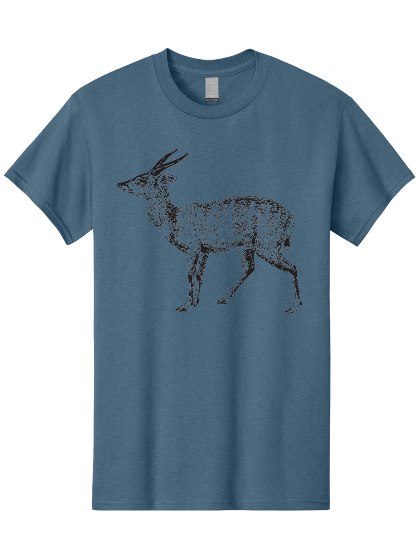 Bushbuck-Sketch Men'S Graphic Tee, 100% Cotton, Comfortable Casual Summer Wear, Machine Washable, Illustration Of A Deer, Animal Art, Wildlife, Forest Creature, Horned Mammal, Nature-Inspired Design, Graphic Illustration, Sketch Art Aad860