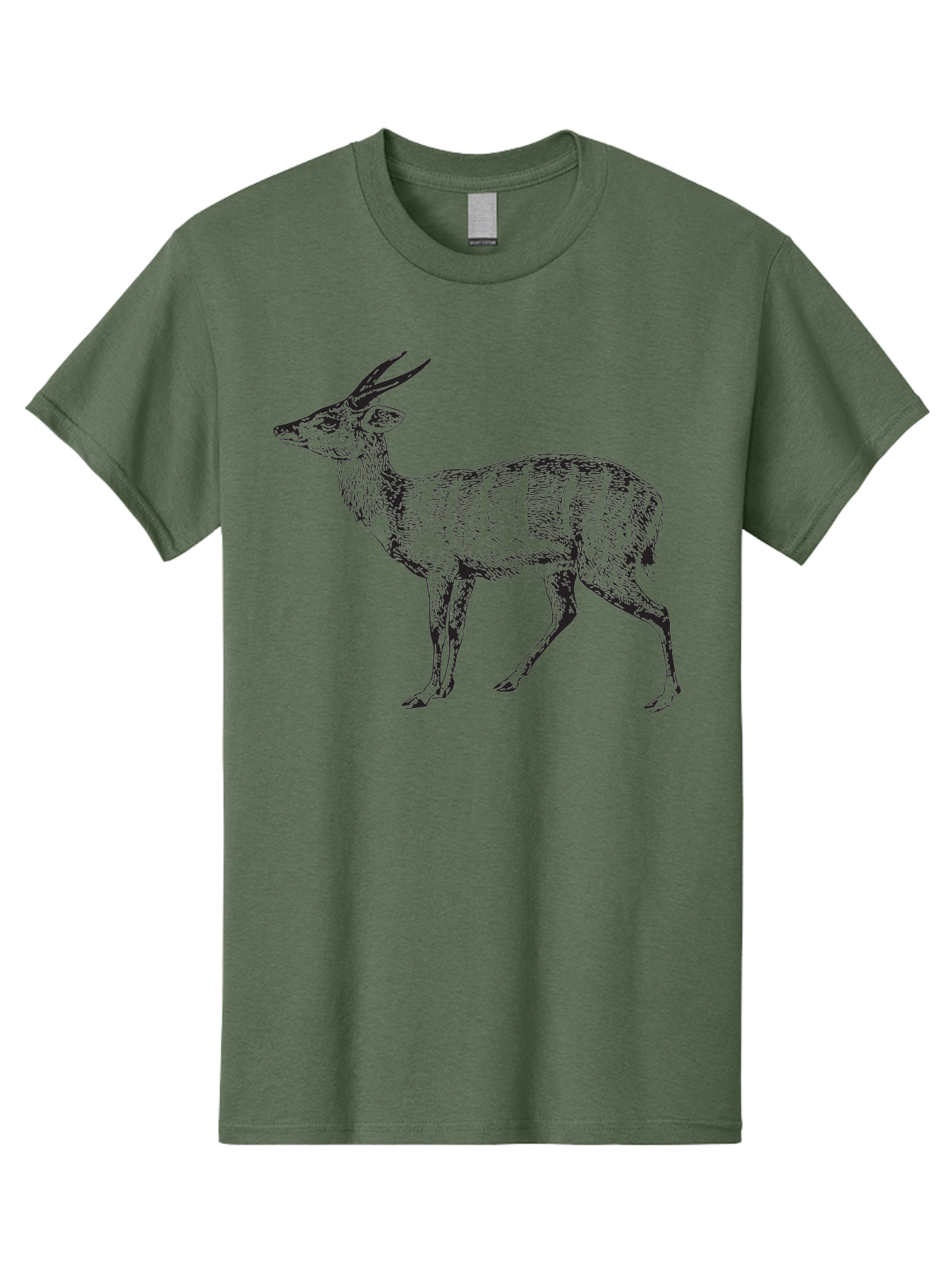 Bushbuck-Sketch Men'S Graphic Tee, 100% Cotton, Comfortable Casual Summer Wear, Machine Washable, Illustration Of A Deer, Animal Art, Wildlife, Forest Creature, Horned Mammal, Nature-Inspired Design, Graphic Illustration, Sketch Art Aad860