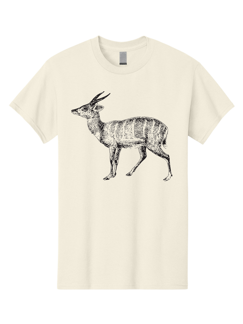 Bushbuck-Sketch Men'S Graphic Tee, 100% Cotton, Comfortable Casual Summer Wear, Machine Washable, Illustration Of A Deer, Animal Art, Wildlife, Forest Creature, Horned Mammal, Nature-Inspired Design, Graphic Illustration, Sketch Art Aad860