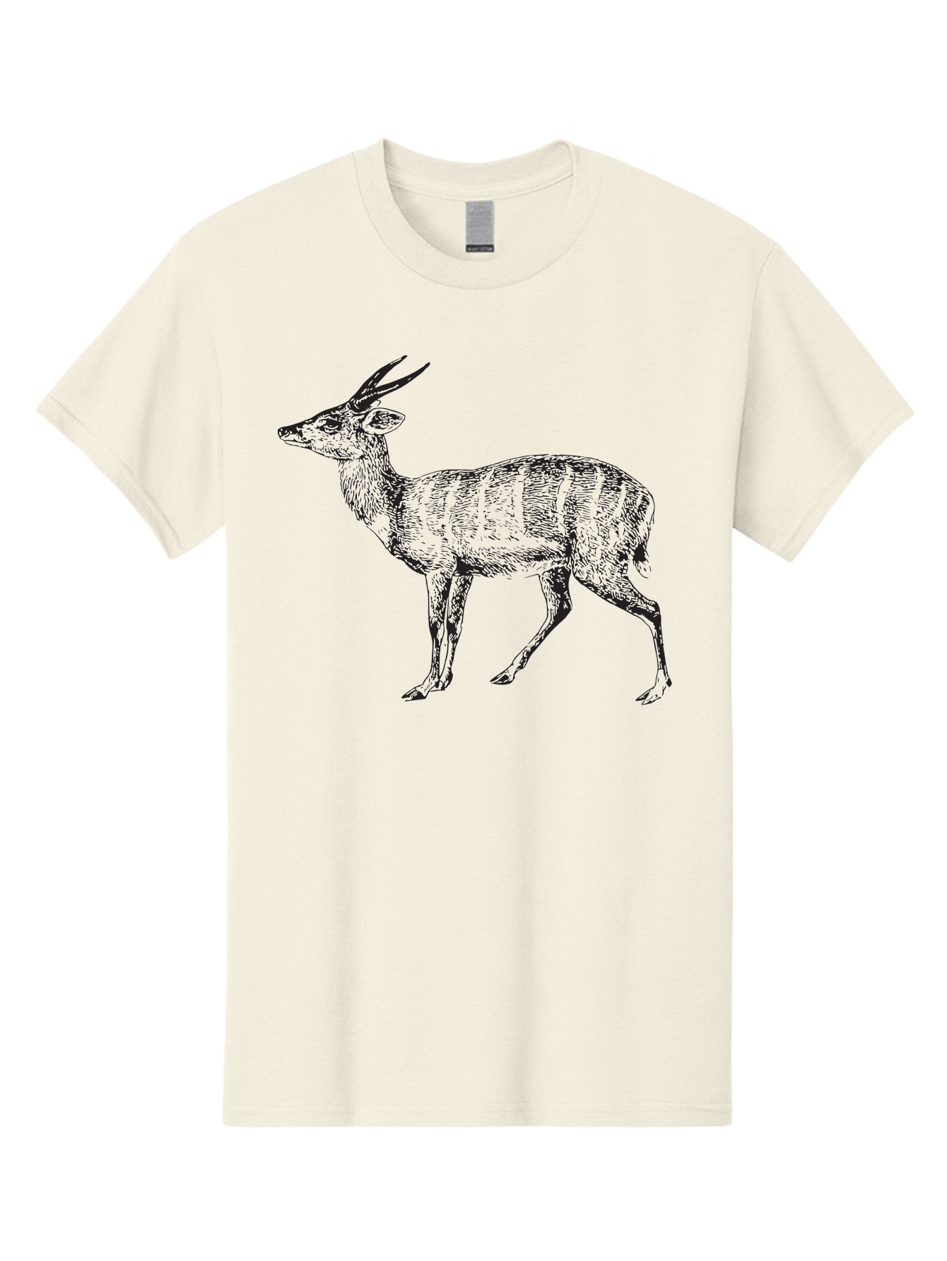 Bushbuck-Sketch Men'S Graphic Tee, 100% Cotton, Comfortable Casual Summer Wear, Machine Washable, Illustration Of A Deer, Animal Art, Wildlife, Forest Creature, Horned Mammal, Nature-Inspired Design, Graphic Illustration, Sketch Art Aad860
