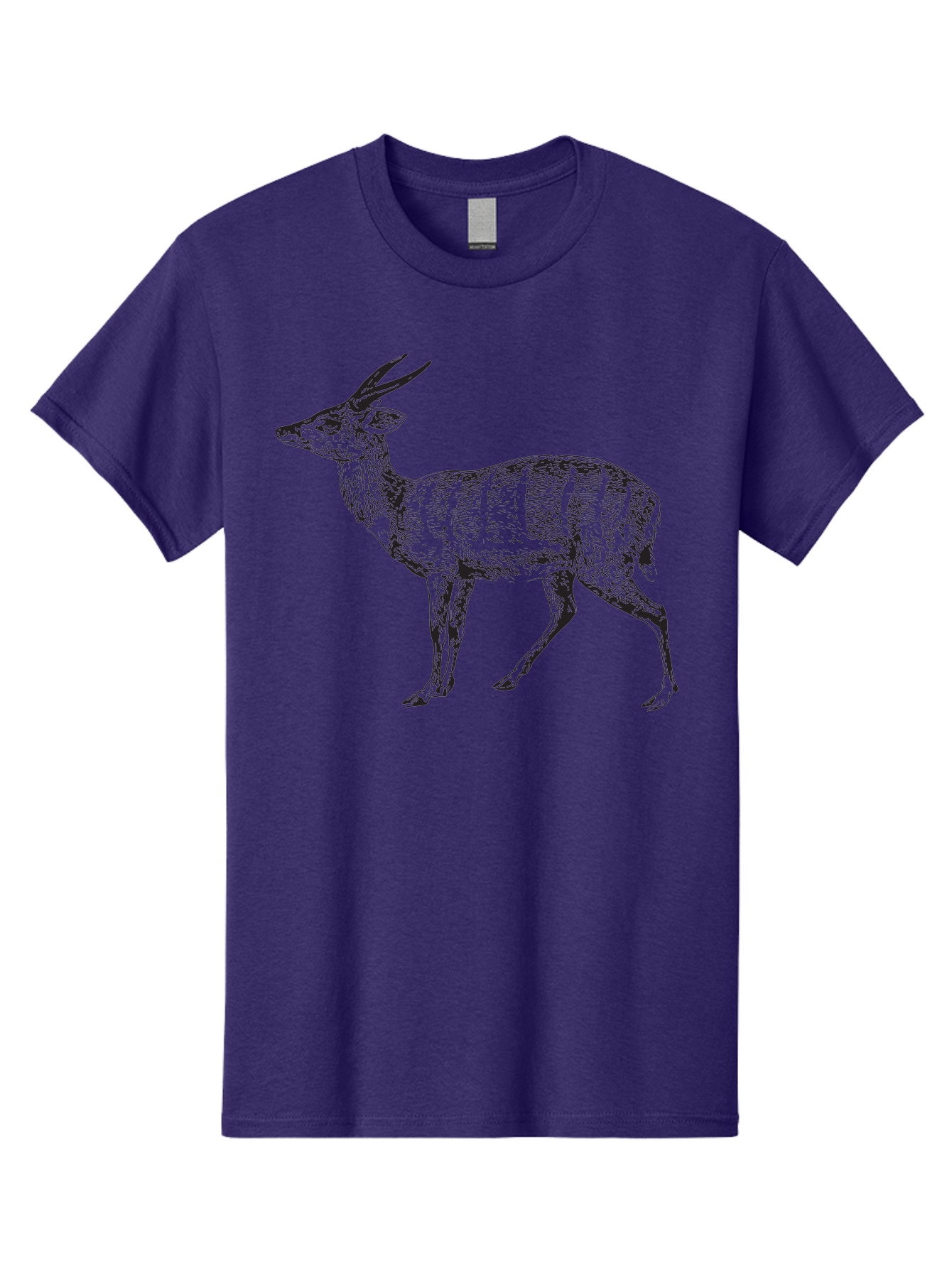Bushbuck-Sketch Men'S Graphic Tee, 100% Cotton, Comfortable Casual Summer Wear, Machine Washable, Illustration Of A Deer, Animal Art, Wildlife, Forest Creature, Horned Mammal, Nature-Inspired Design, Graphic Illustration, Sketch Art Aad860