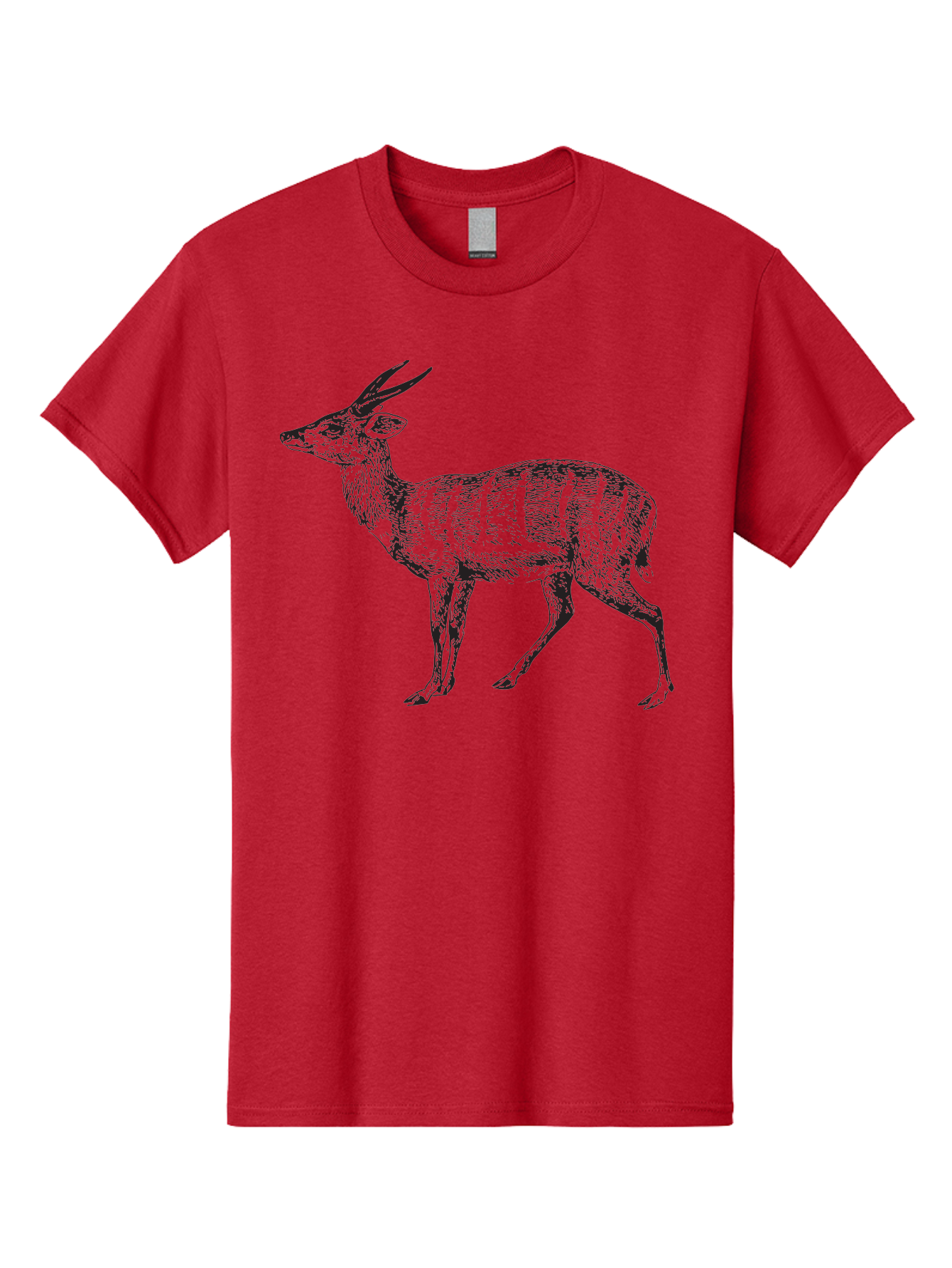 Bushbuck-Sketch Men'S Graphic Tee, 100% Cotton, Comfortable Casual Summer Wear, Machine Washable, Illustration Of A Deer, Animal Art, Wildlife, Forest Creature, Horned Mammal, Nature-Inspired Design, Graphic Illustration, Sketch Art Aad860
