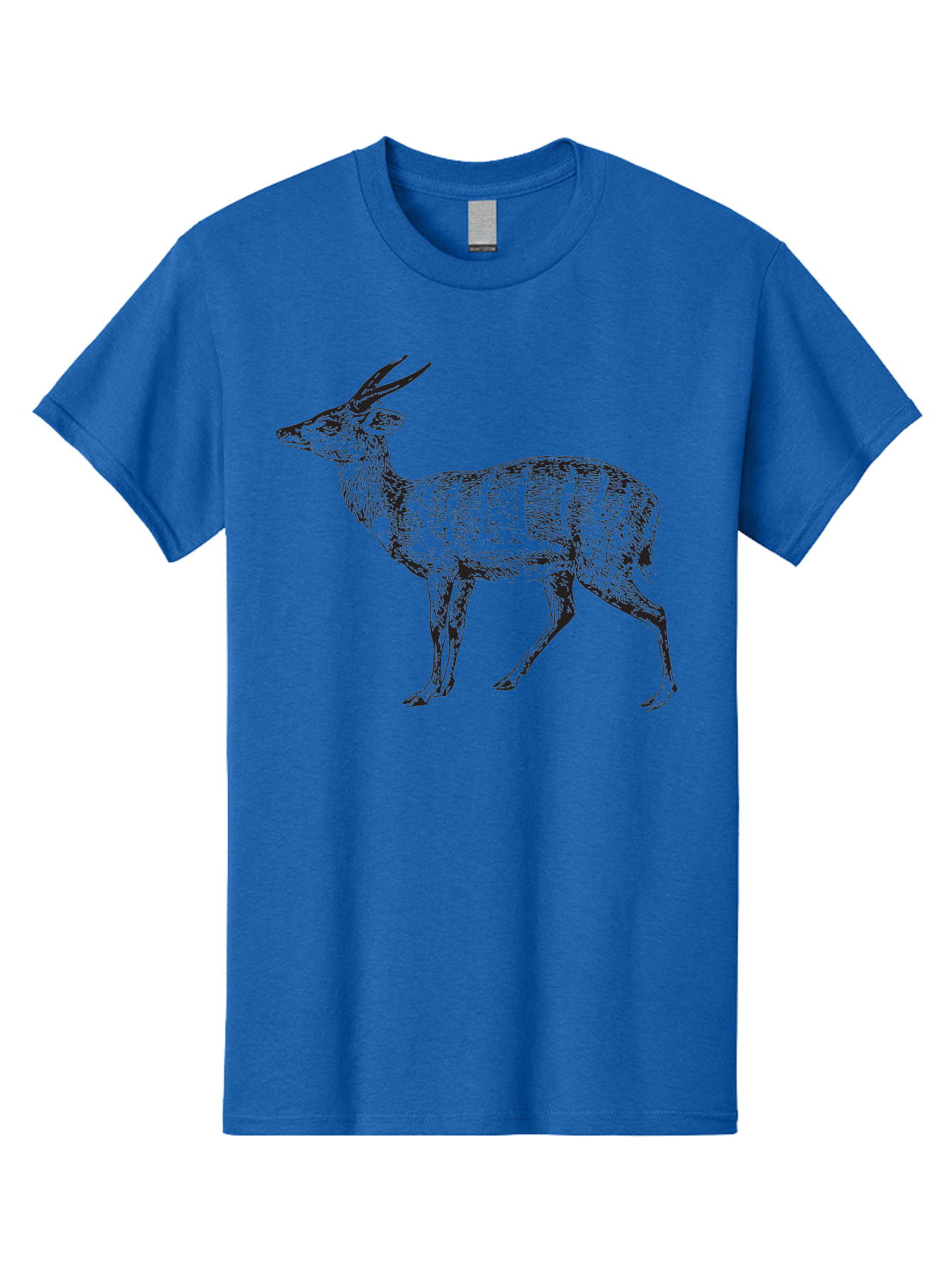 Bushbuck-Sketch Men'S Graphic Tee, 100% Cotton, Comfortable Casual Summer Wear, Machine Washable, Illustration Of A Deer, Animal Art, Wildlife, Forest Creature, Horned Mammal, Nature-Inspired Design, Graphic Illustration, Sketch Art Aad860