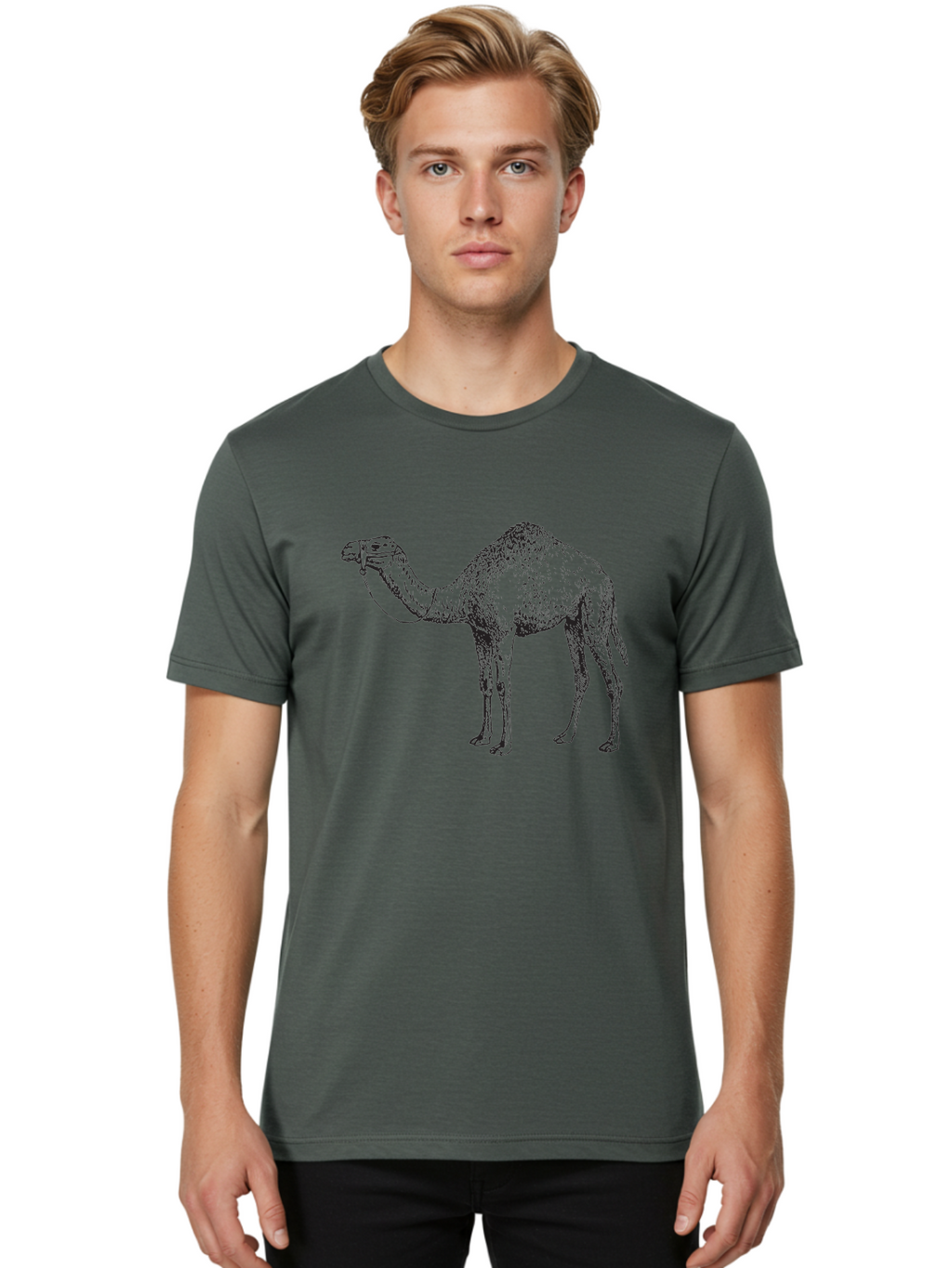 Camel Men'S Graphic Tee, 100% Cotton, Comfortable Casual Summer Wear, Machine Washable, Camel Illustration, Desert Animal, Wildlife Artwork, Camel Silhouette, Graphic Design, Illustration Art, Animal Drawing, Camel Graphic Aad861