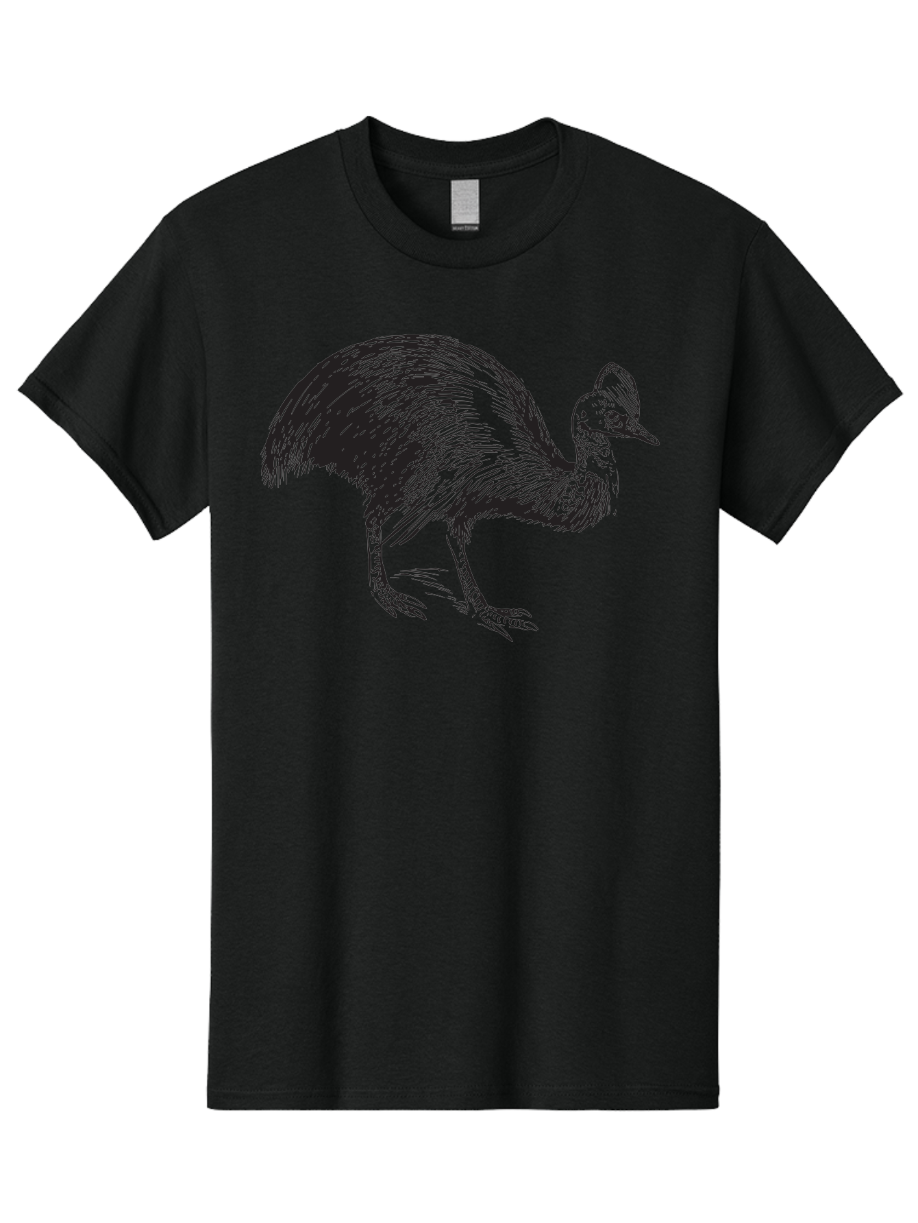 Cassowary Men'S Graphic Tee, 100% Cotton, Comfortable Casual Summer Wear, Machine Washable, Cassowary Bird, Black And White Illustration, Large Flightless Bird, Native Australian Wildlife, Exotic Species, Birdwatching, Wildlife Conservation, Aad863