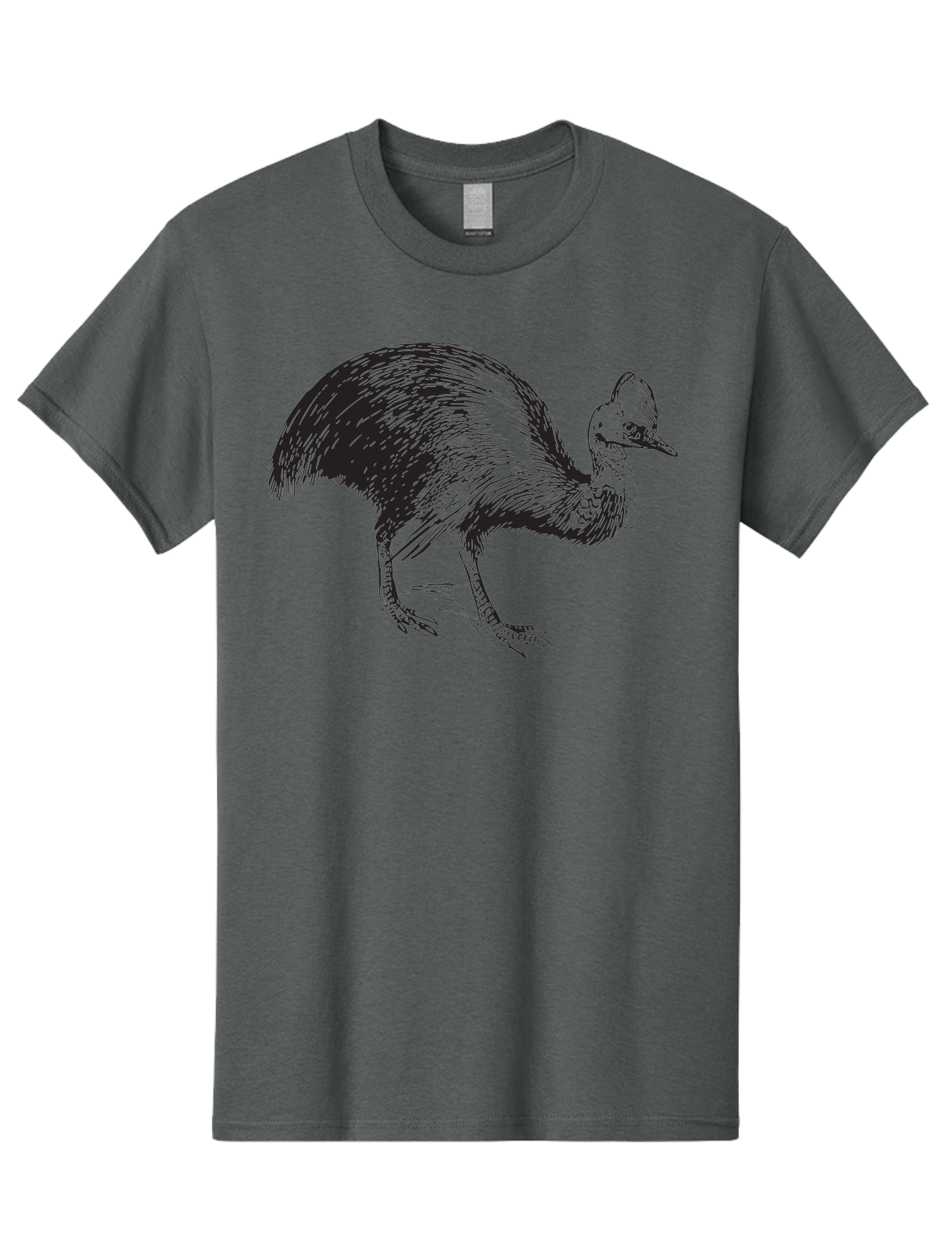 Cassowary Men'S Graphic Tee, 100% Cotton, Comfortable Casual Summer Wear, Machine Washable, Cassowary Bird, Black And White Illustration, Large Flightless Bird, Native Australian Wildlife, Exotic Species, Birdwatching, Wildlife Conservation, Aad863