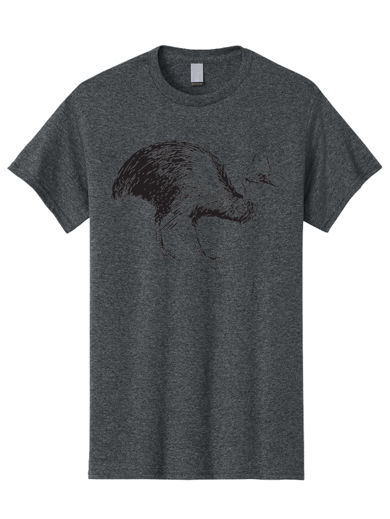 Cassowary Men'S Graphic Tee, 100% Cotton, Comfortable Casual Summer Wear, Machine Washable, Cassowary Bird, Black And White Illustration, Large Flightless Bird, Native Australian Wildlife, Exotic Species, Birdwatching, Wildlife Conservation, Aad863
