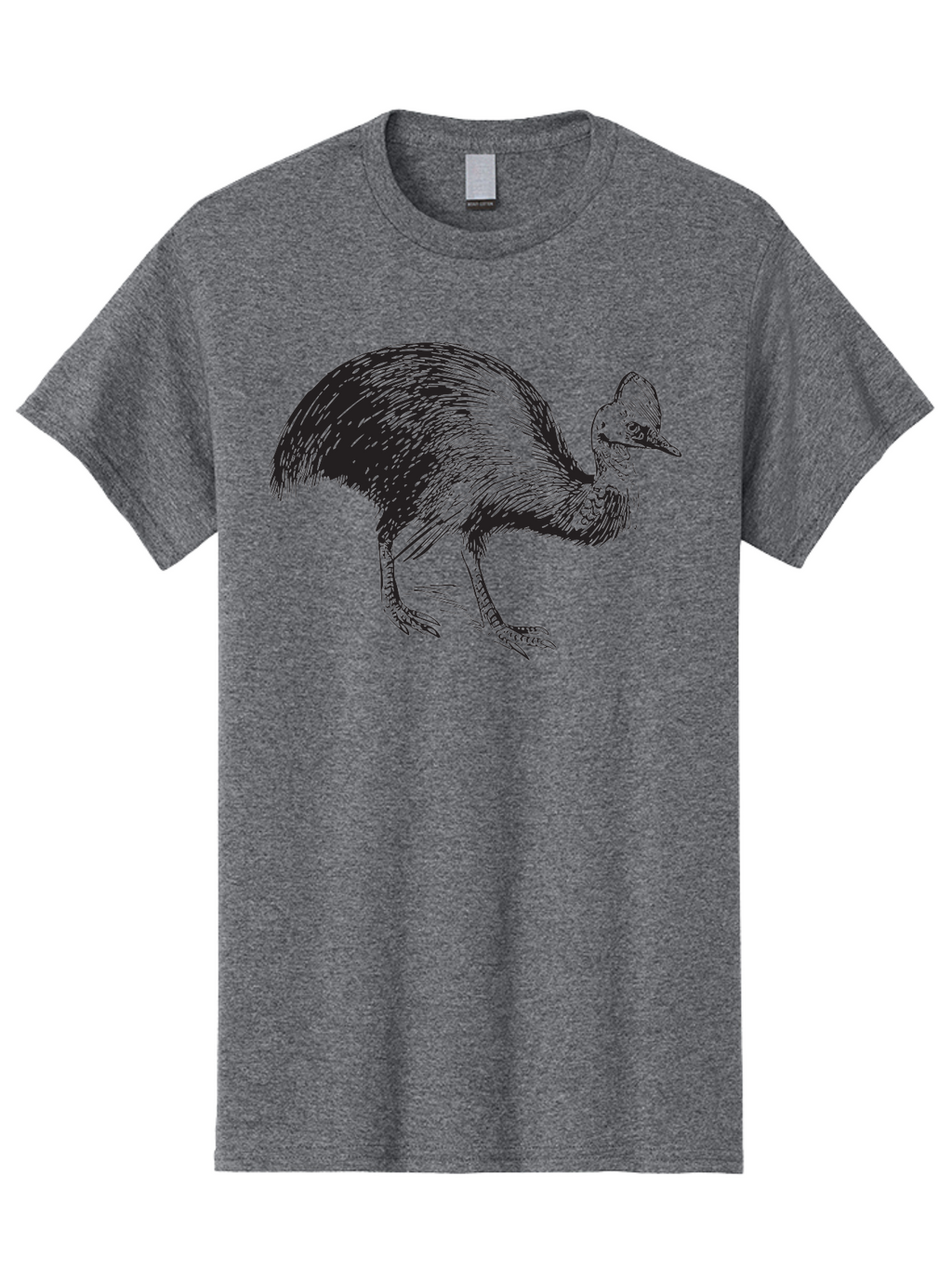 Cassowary Men'S Graphic Tee, 100% Cotton, Comfortable Casual Summer Wear, Machine Washable, Cassowary Bird, Black And White Illustration, Large Flightless Bird, Native Australian Wildlife, Exotic Species, Birdwatching, Wildlife Conservation, Aad863