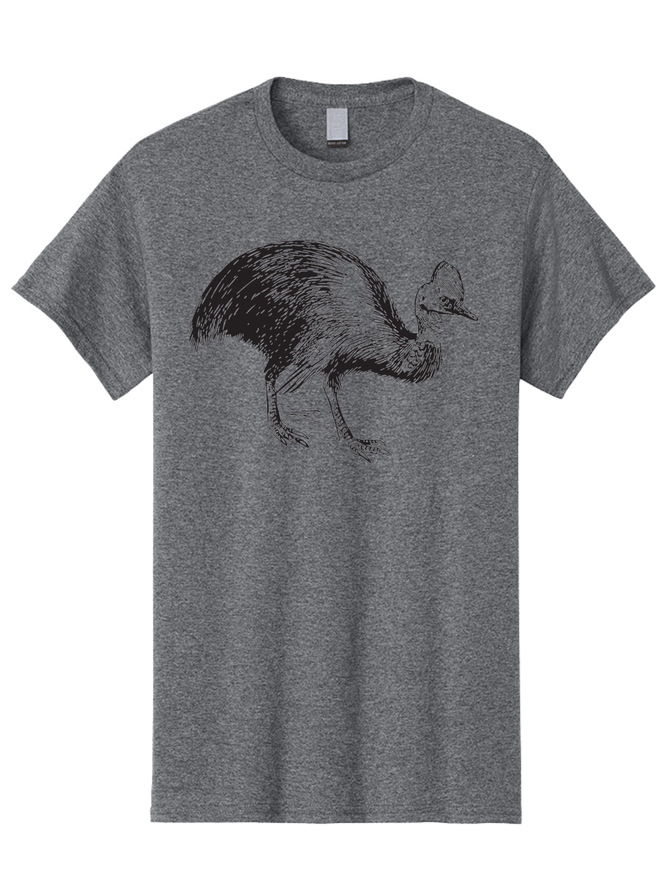 Cassowary Men'S Graphic Tee, 100% Cotton, Comfortable Casual Summer Wear, Machine Washable, Cassowary Bird, Black And White Illustration, Large Flightless Bird, Native Australian Wildlife, Exotic Species, Birdwatching, Wildlife Conservation, Aad863
