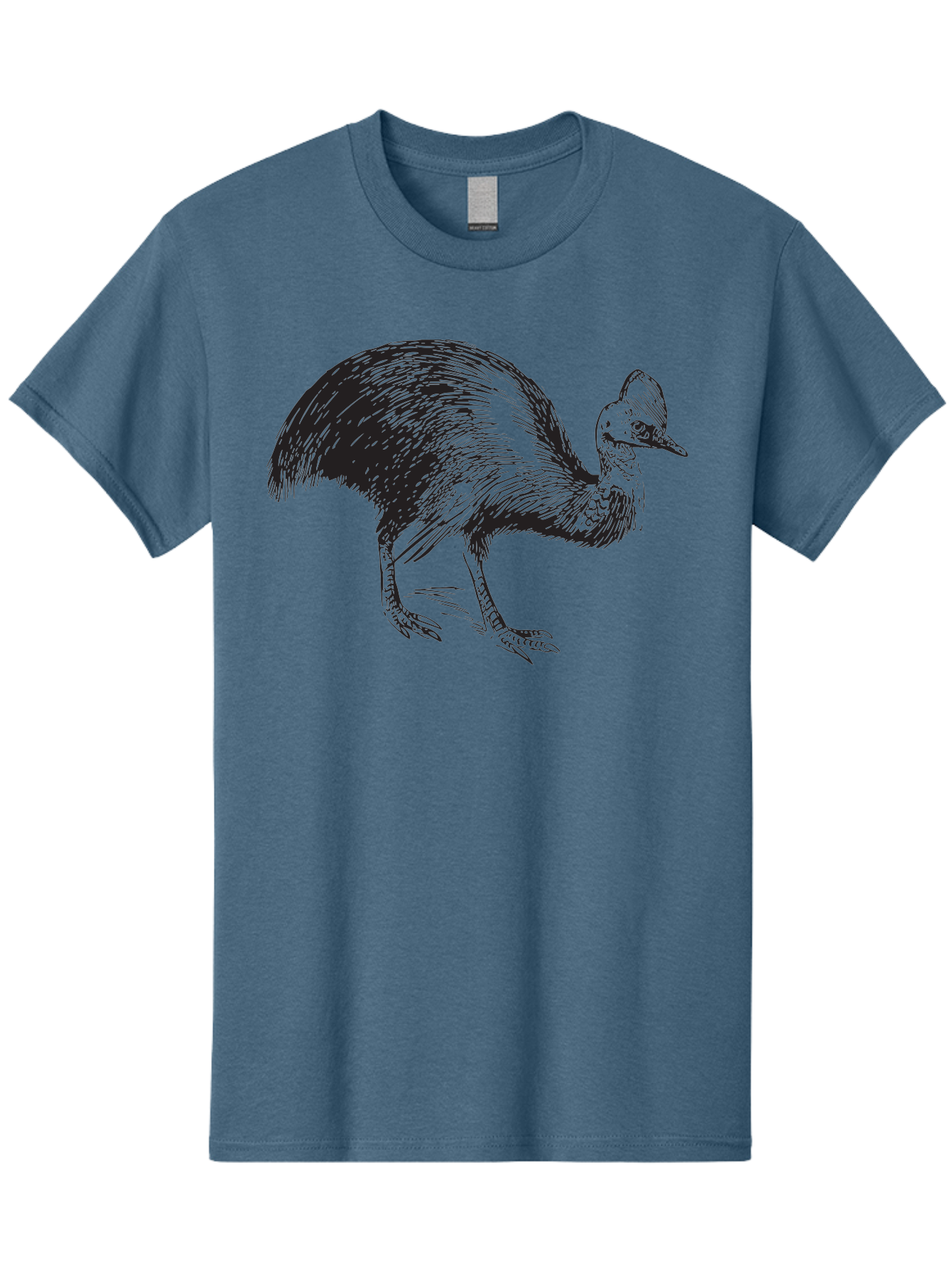 Cassowary Men'S Graphic Tee, 100% Cotton, Comfortable Casual Summer Wear, Machine Washable, Cassowary Bird, Black And White Illustration, Large Flightless Bird, Native Australian Wildlife, Exotic Species, Birdwatching, Wildlife Conservation, Aad863