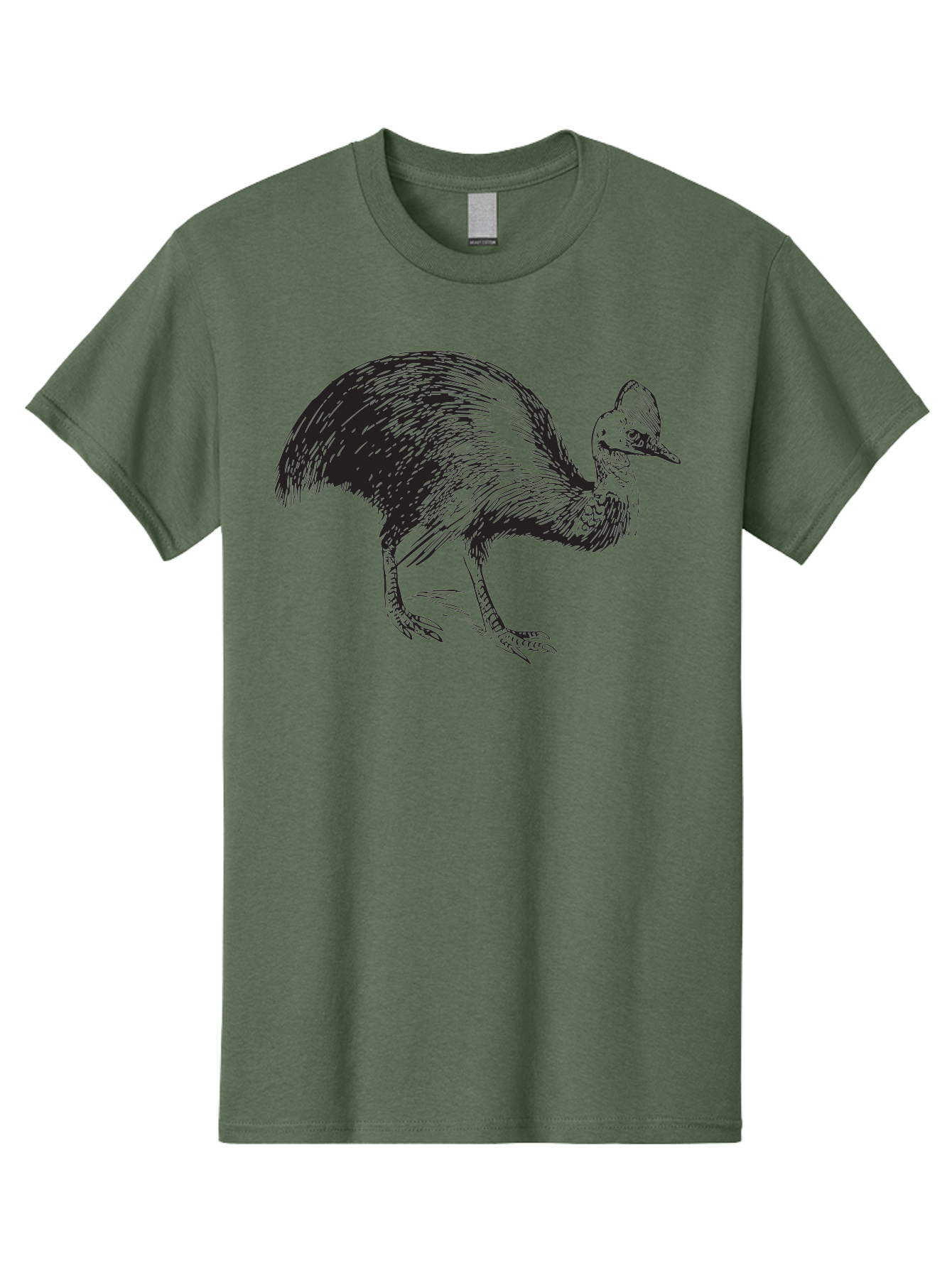 Cassowary Men'S Graphic Tee, 100% Cotton, Comfortable Casual Summer Wear, Machine Washable, Cassowary Bird, Black And White Illustration, Large Flightless Bird, Native Australian Wildlife, Exotic Species, Birdwatching, Wildlife Conservation, Aad863