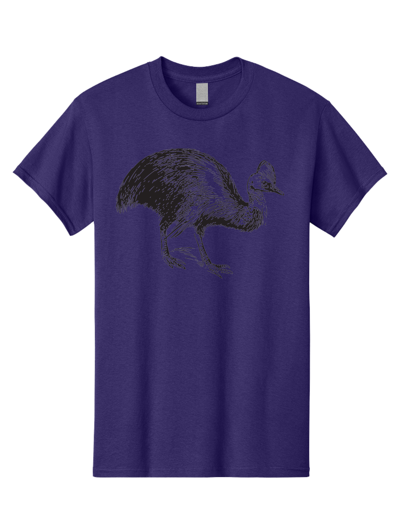 Cassowary Men'S Graphic Tee, 100% Cotton, Comfortable Casual Summer Wear, Machine Washable, Cassowary Bird, Black And White Illustration, Large Flightless Bird, Native Australian Wildlife, Exotic Species, Birdwatching, Wildlife Conservation, Aad863