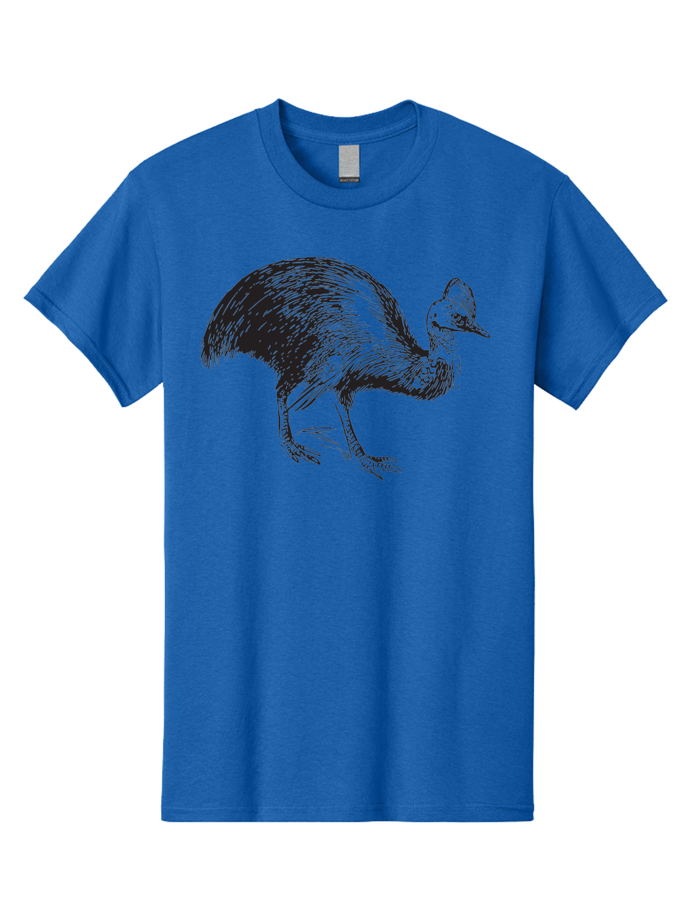 Cassowary Men'S Graphic Tee, 100% Cotton, Comfortable Casual Summer Wear, Machine Washable, Cassowary Bird, Black And White Illustration, Large Flightless Bird, Native Australian Wildlife, Exotic Species, Birdwatching, Wildlife Conservation, Aad863
