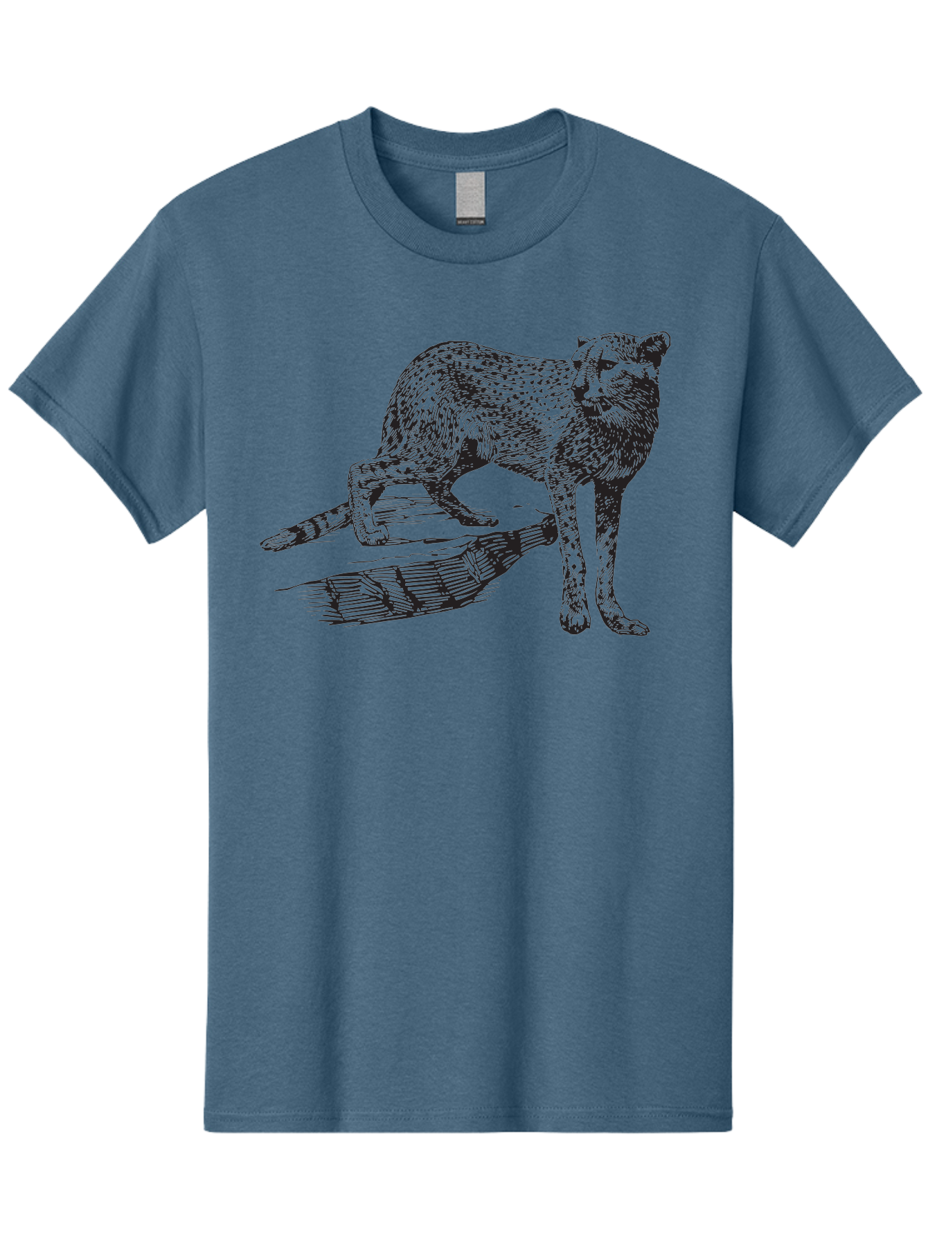 Cat-On-Log Men'S Graphic Tee, 100% Cotton, Comfortable Casual Summer Wear, Machine Washable, Cat On A Branch, Feline Animal, Wildlife Illustration, Shaded Artwork, Cat'S Posture, Serene Moment, Tree Branch, Sketch Art Aad864