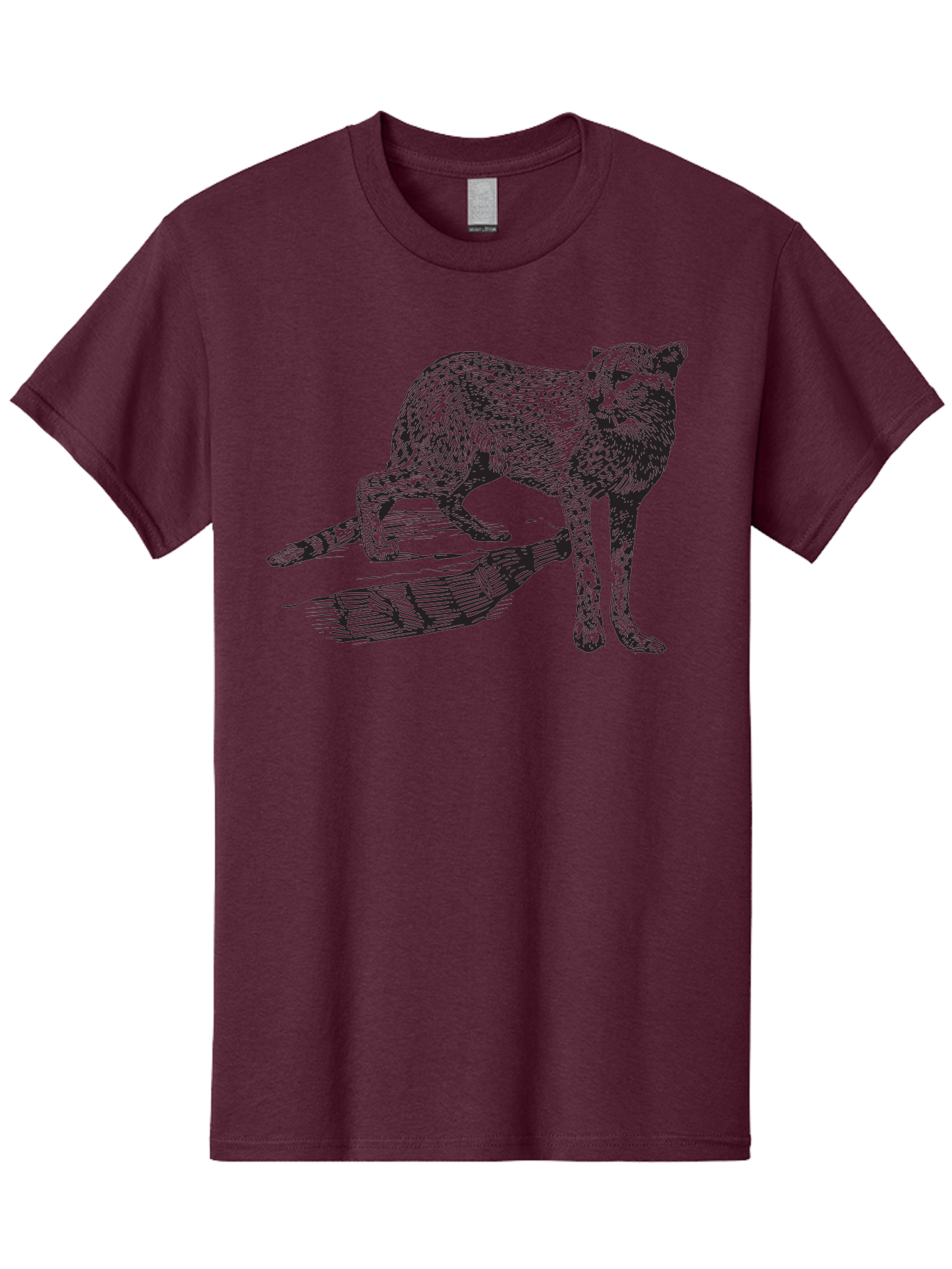 Cat-On-Log Men'S Graphic Tee, 100% Cotton, Comfortable Casual Summer Wear, Machine Washable, Cat On A Branch, Feline Animal, Wildlife Illustration, Shaded Artwork, Cat'S Posture, Serene Moment, Tree Branch, Sketch Art Aad864