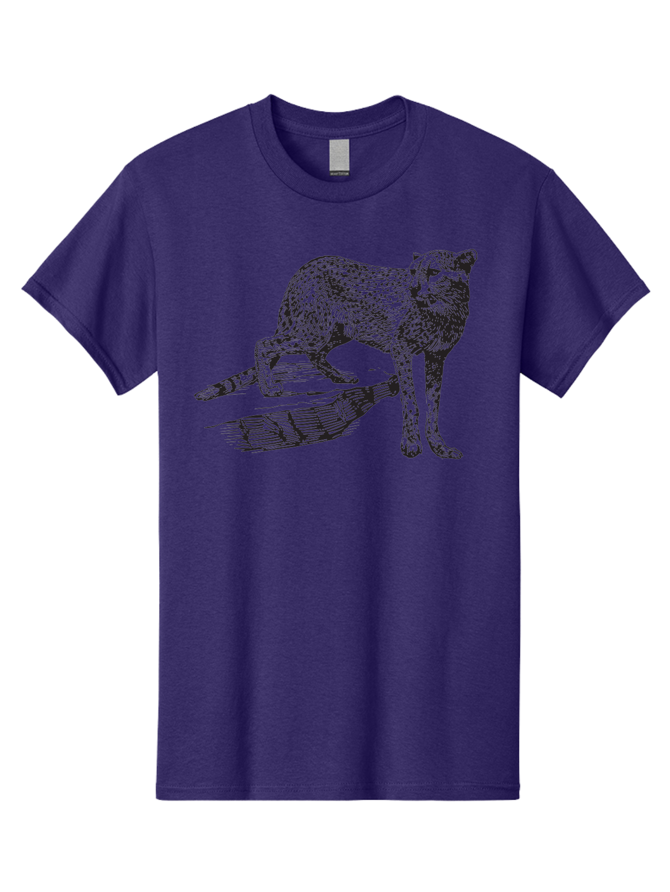Cat-On-Log Men'S Graphic Tee, 100% Cotton, Comfortable Casual Summer Wear, Machine Washable, Cat On A Branch, Feline Animal, Wildlife Illustration, Shaded Artwork, Cat'S Posture, Serene Moment, Tree Branch, Sketch Art Aad864