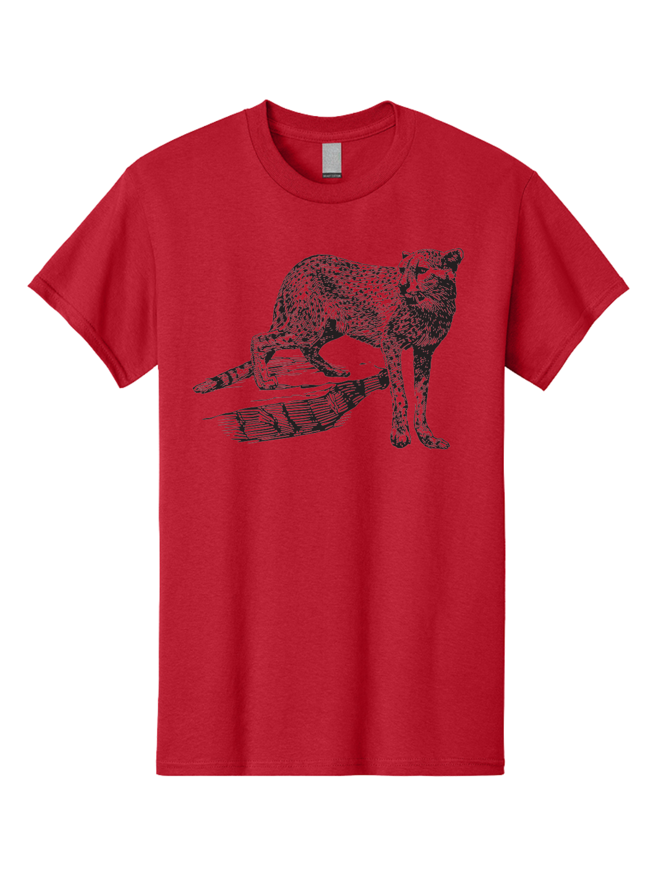 Cat-On-Log Men'S Graphic Tee, 100% Cotton, Comfortable Casual Summer Wear, Machine Washable, Cat On A Branch, Feline Animal, Wildlife Illustration, Shaded Artwork, Cat'S Posture, Serene Moment, Tree Branch, Sketch Art Aad864