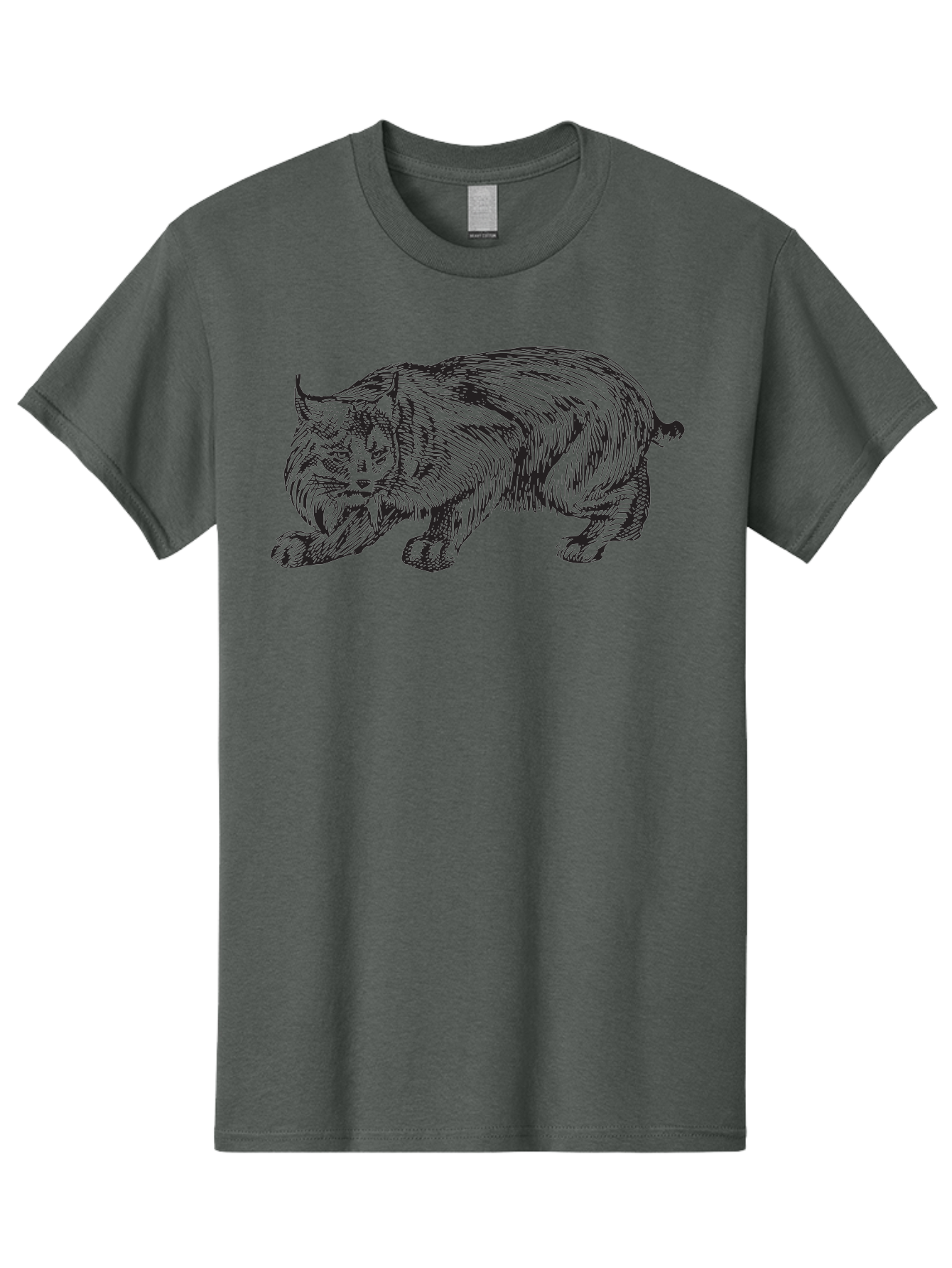 Cat Men'S Graphic Tee, 100% Cotton, Comfortable Casual Summer Wear, Machine Washable, Aggressive Cat, Stalking Stance, Feline Predator, Sharp Claws, Furry Texture, Menacing Posture, Animal Illustration, Black Line Art, Detailed Shading Aad866