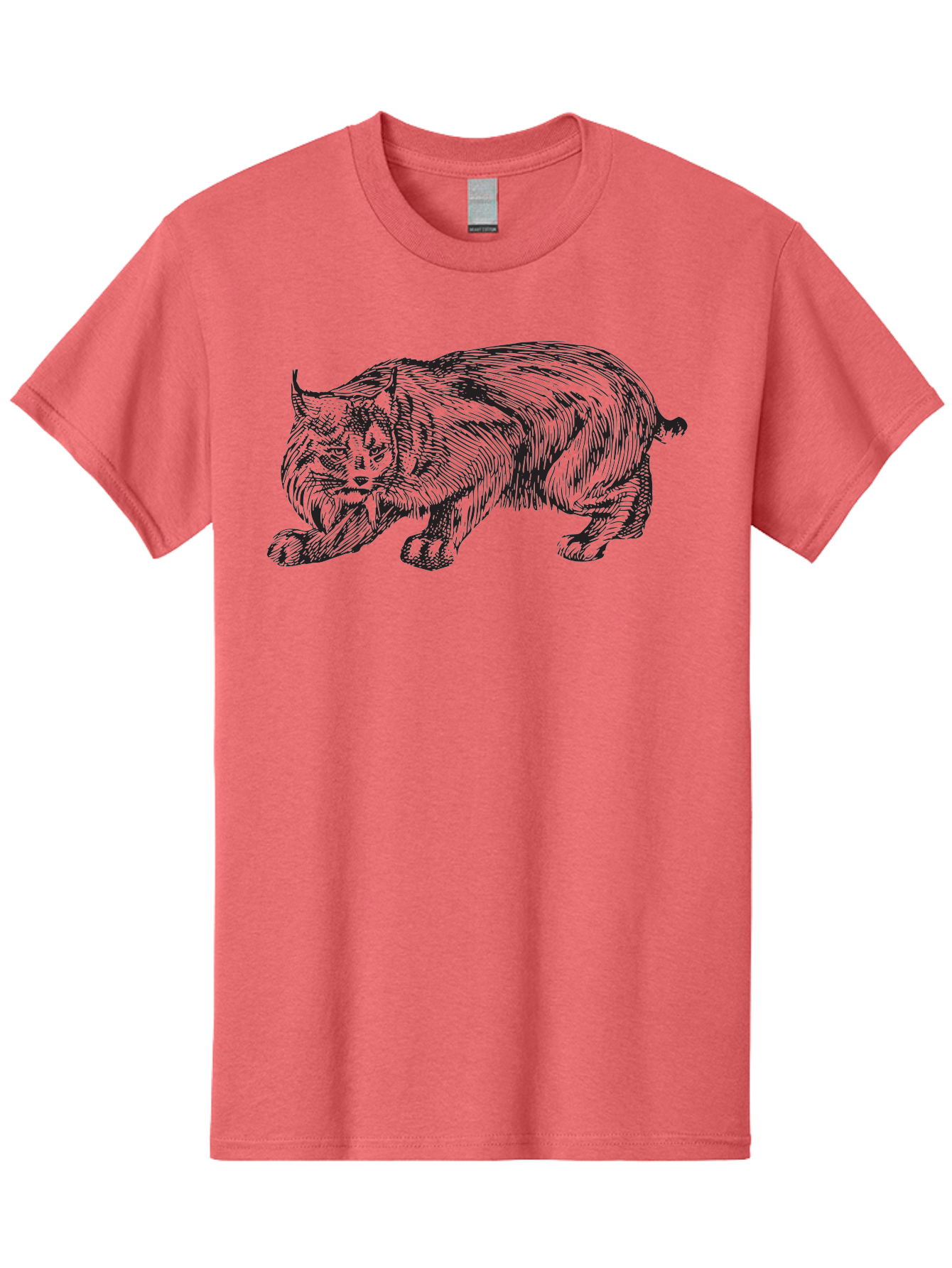 Cat Men'S Graphic Tee, 100% Cotton, Comfortable Casual Summer Wear, Machine Washable, Aggressive Cat, Stalking Stance, Feline Predator, Sharp Claws, Furry Texture, Menacing Posture, Animal Illustration, Black Line Art, Detailed Shading Aad866