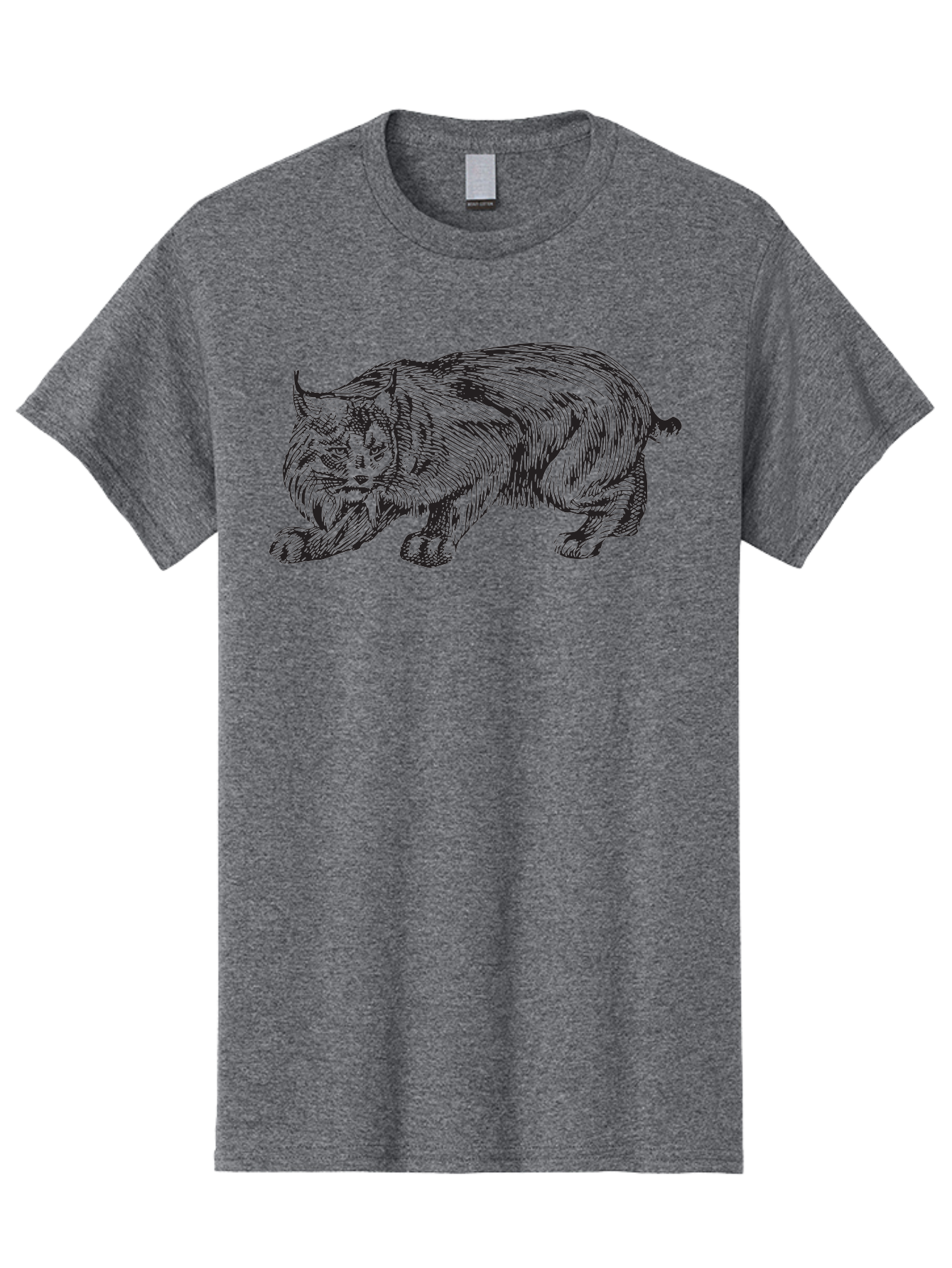 Cat Men'S Graphic Tee, 100% Cotton, Comfortable Casual Summer Wear, Machine Washable, Aggressive Cat, Stalking Stance, Feline Predator, Sharp Claws, Furry Texture, Menacing Posture, Animal Illustration, Black Line Art, Detailed Shading Aad866