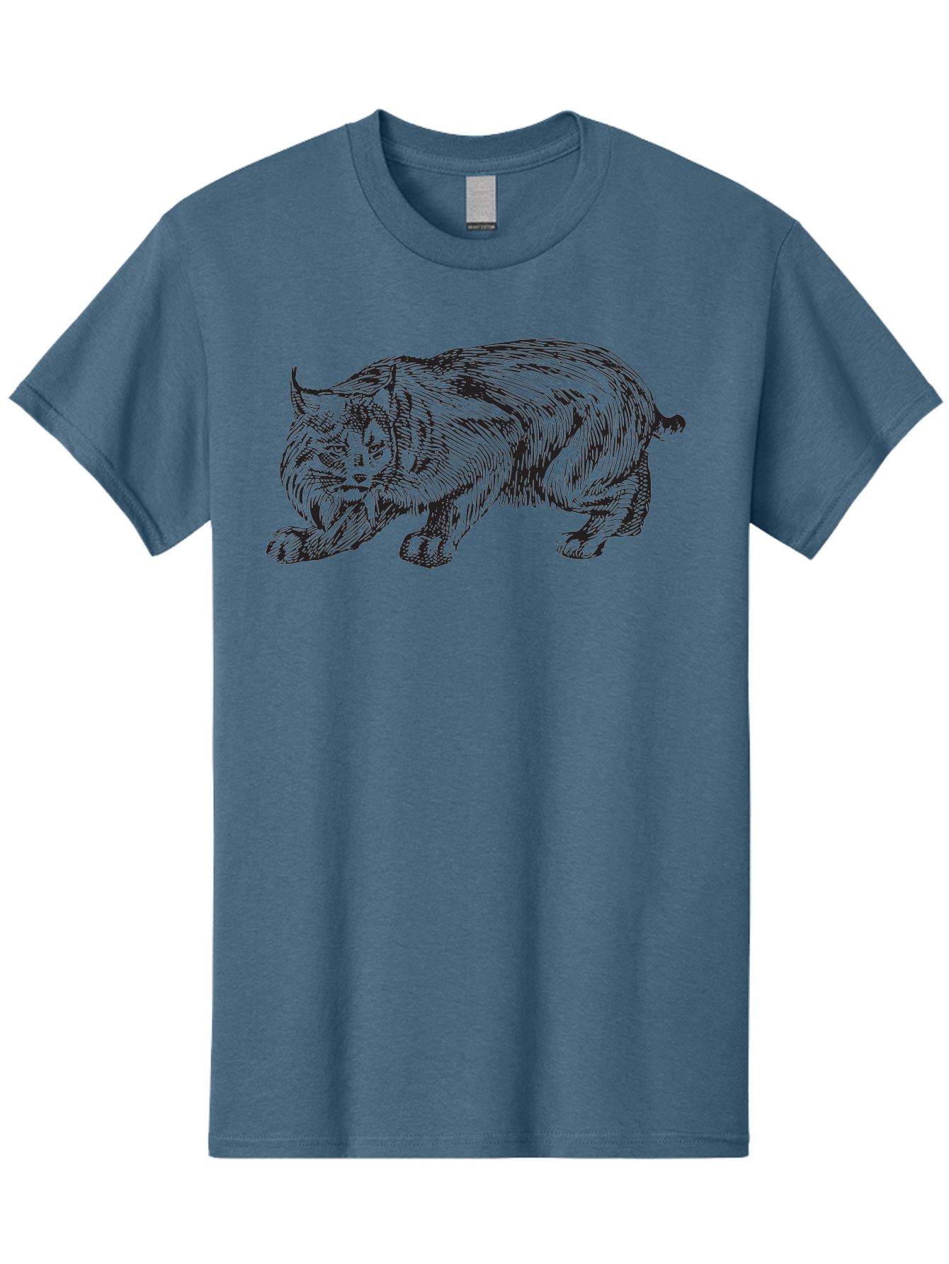 Cat Men'S Graphic Tee, 100% Cotton, Comfortable Casual Summer Wear, Machine Washable, Aggressive Cat, Stalking Stance, Feline Predator, Sharp Claws, Furry Texture, Menacing Posture, Animal Illustration, Black Line Art, Detailed Shading Aad866
