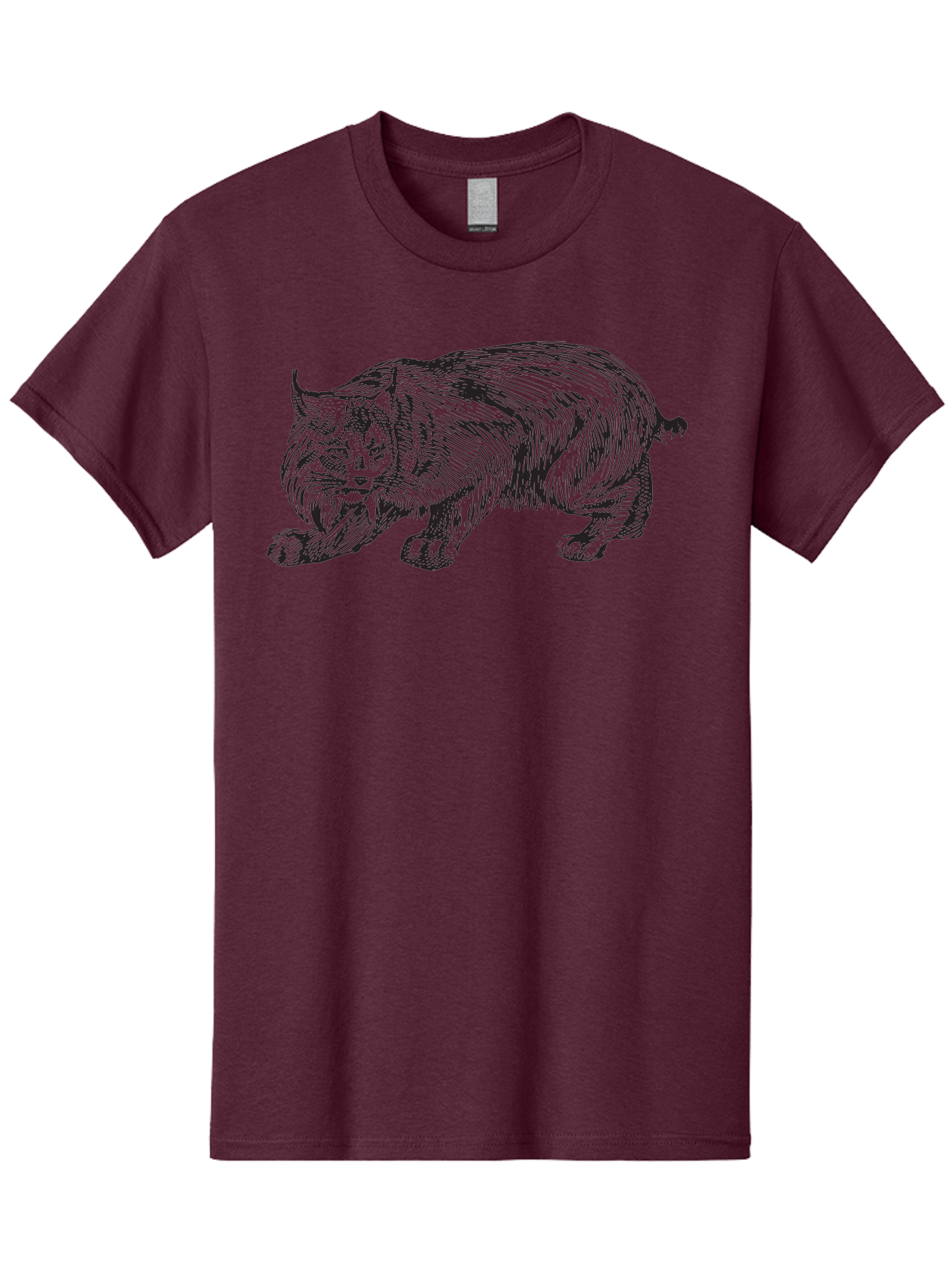 Cat Men'S Graphic Tee, 100% Cotton, Comfortable Casual Summer Wear, Machine Washable, Aggressive Cat, Stalking Stance, Feline Predator, Sharp Claws, Furry Texture, Menacing Posture, Animal Illustration, Black Line Art, Detailed Shading Aad866