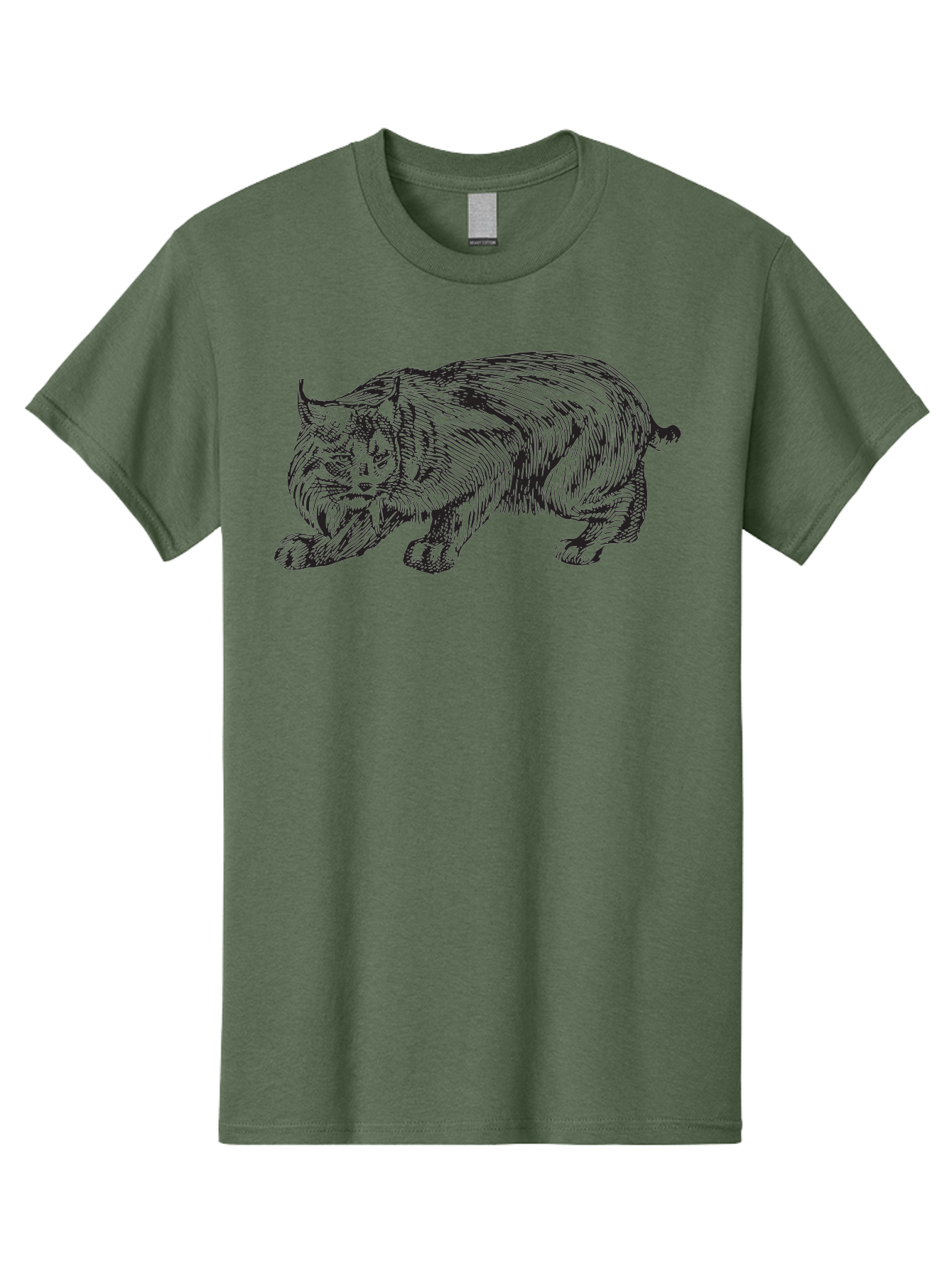 Cat Men'S Graphic Tee, 100% Cotton, Comfortable Casual Summer Wear, Machine Washable, Aggressive Cat, Stalking Stance, Feline Predator, Sharp Claws, Furry Texture, Menacing Posture, Animal Illustration, Black Line Art, Detailed Shading Aad866
