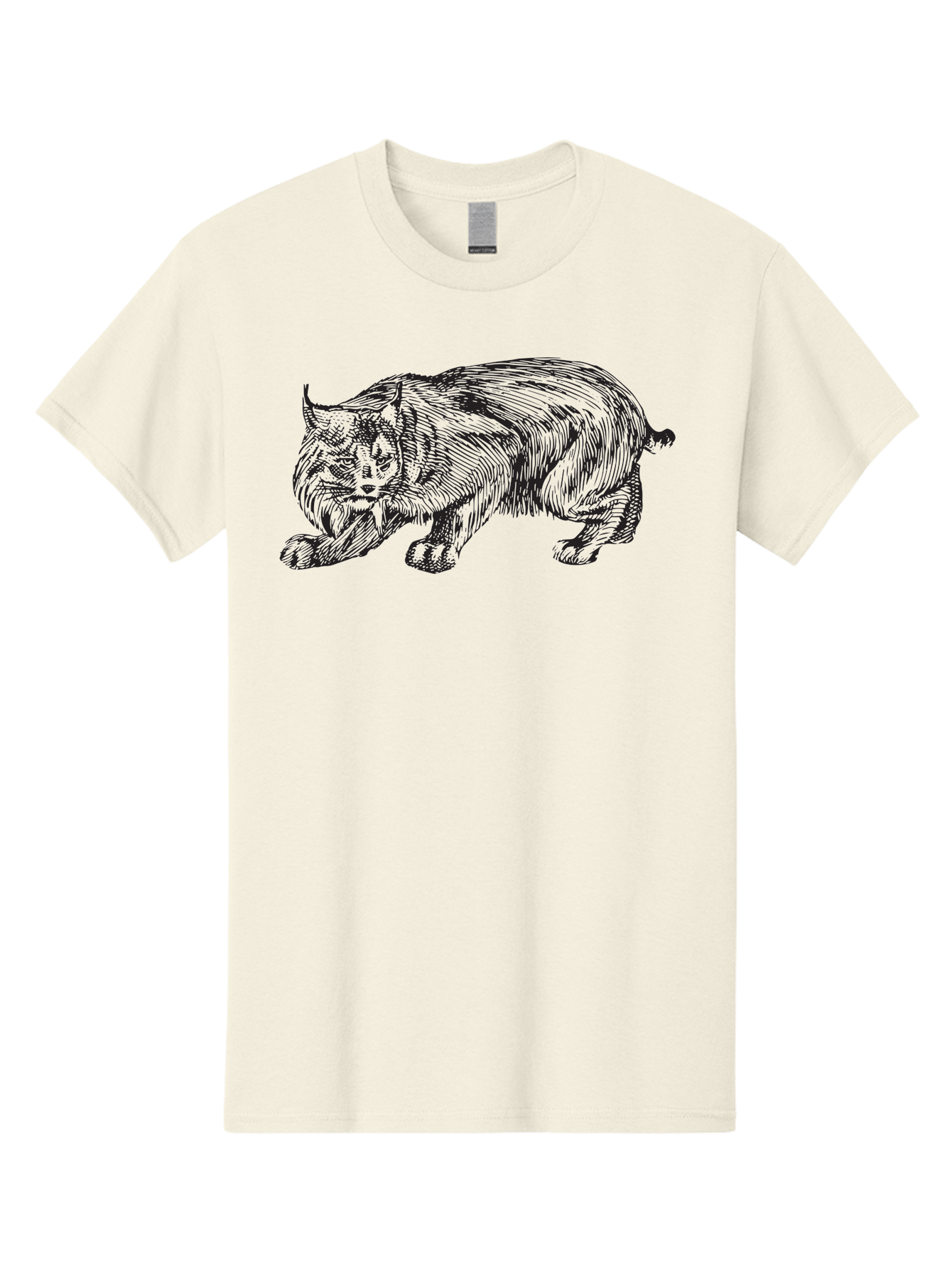 Cat Men'S Graphic Tee, 100% Cotton, Comfortable Casual Summer Wear, Machine Washable, Aggressive Cat, Stalking Stance, Feline Predator, Sharp Claws, Furry Texture, Menacing Posture, Animal Illustration, Black Line Art, Detailed Shading Aad866