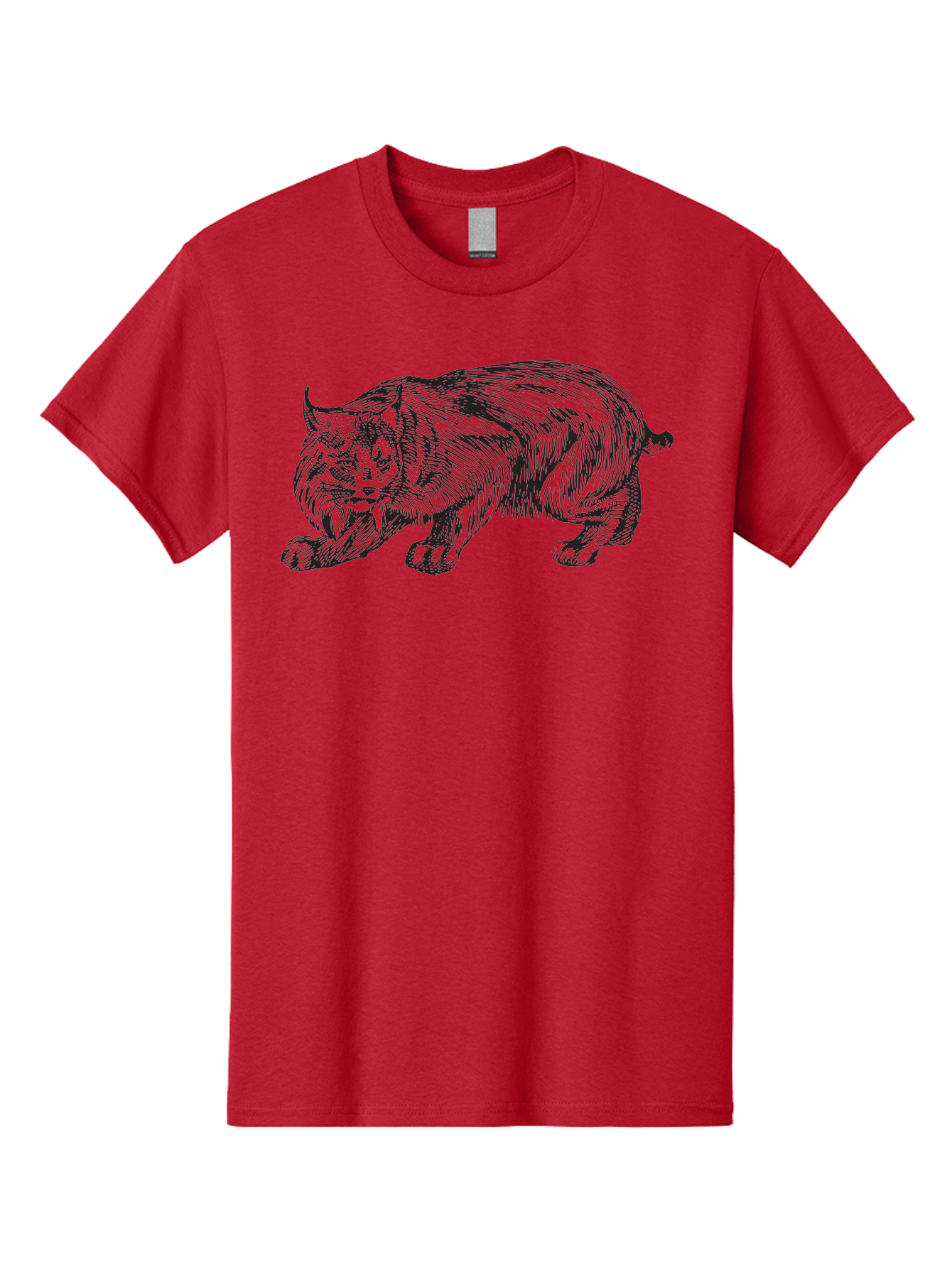 Cat Men'S Graphic Tee, 100% Cotton, Comfortable Casual Summer Wear, Machine Washable, Aggressive Cat, Stalking Stance, Feline Predator, Sharp Claws, Furry Texture, Menacing Posture, Animal Illustration, Black Line Art, Detailed Shading Aad866