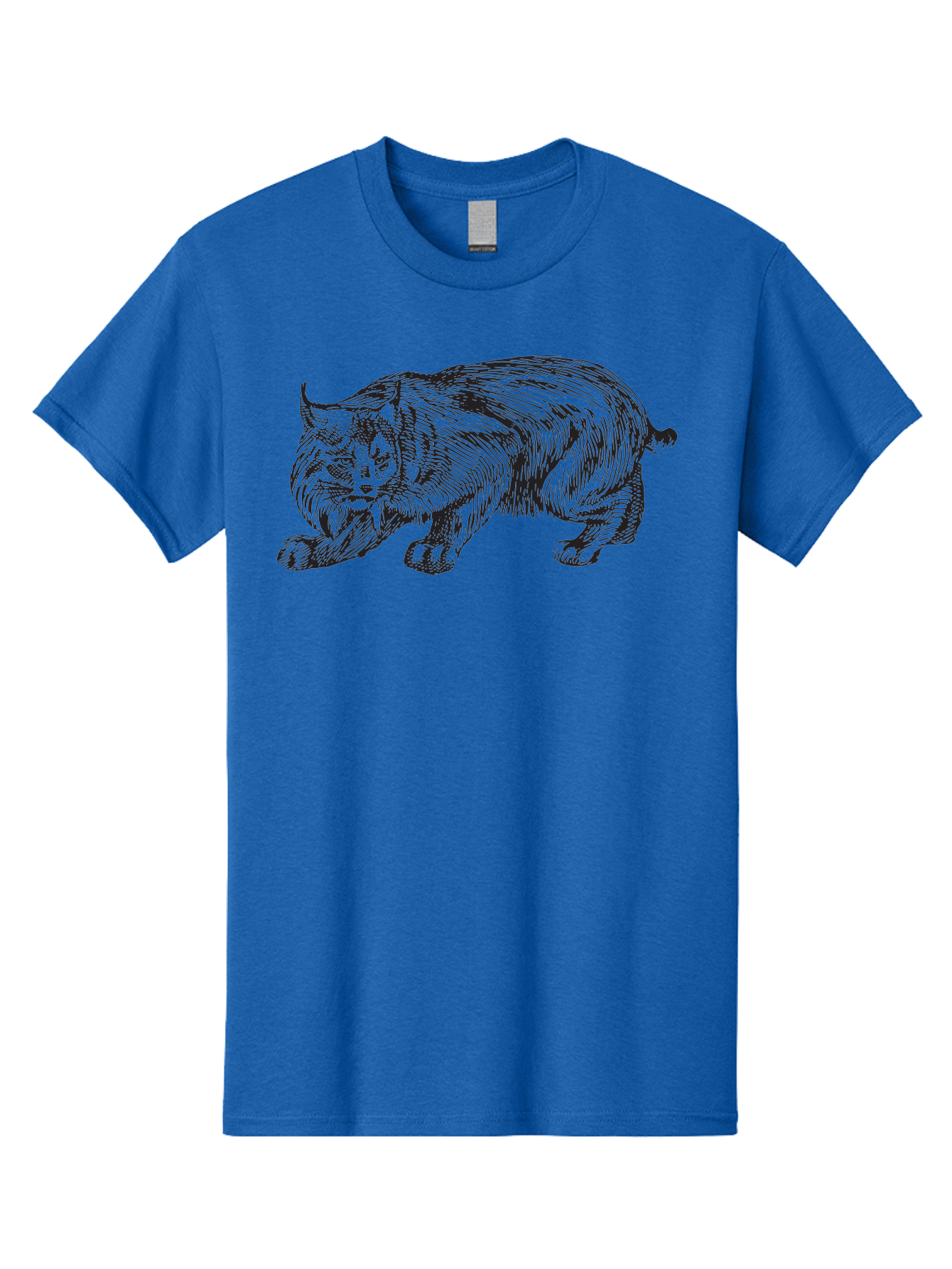 Cat Men'S Graphic Tee, 100% Cotton, Comfortable Casual Summer Wear, Machine Washable, Aggressive Cat, Stalking Stance, Feline Predator, Sharp Claws, Furry Texture, Menacing Posture, Animal Illustration, Black Line Art, Detailed Shading Aad866