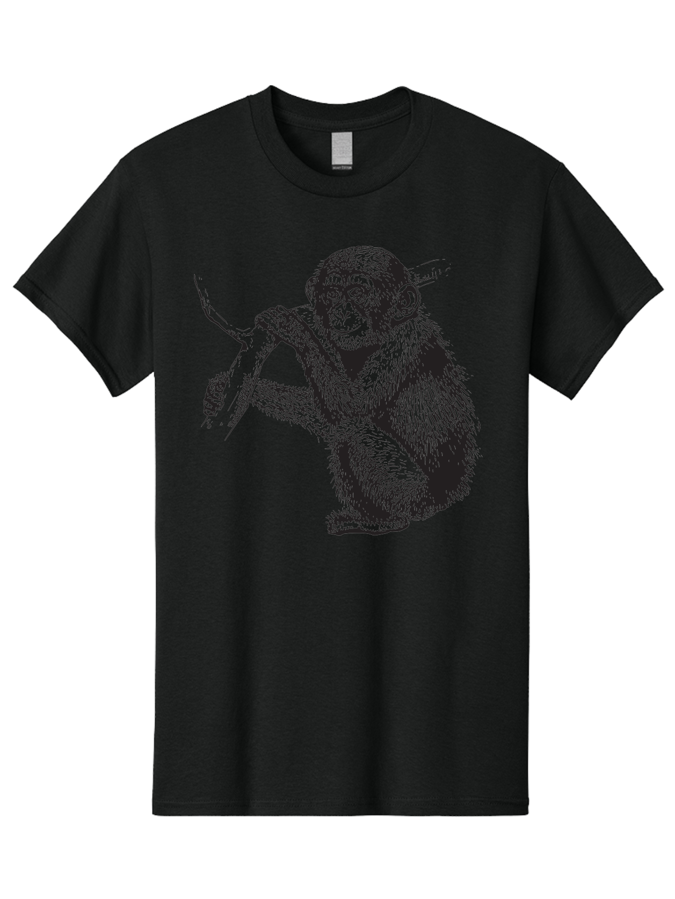 Chimpanzee Men'S Graphic Tee, 100% Cotton, Comfortable Casual Summer Wear, Machine Washable, Chimpanzee Hanging From Branch, Primate Artwork, Monkey Illustration, Wildlife Graphic, Animal Drawing, Edll Art Aad867